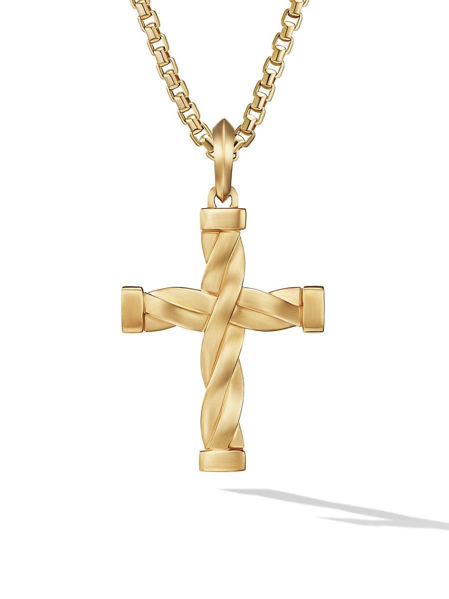 Mens DY Helios Cross Pendant in 18K Yellow Gold, 48MM Product Image