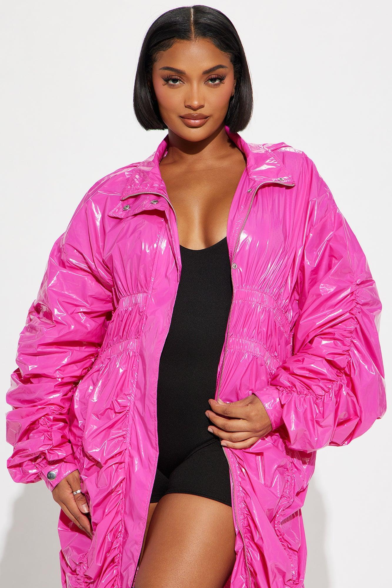 Into The Matrix Long Windbreaker - Fuchsia Product Image