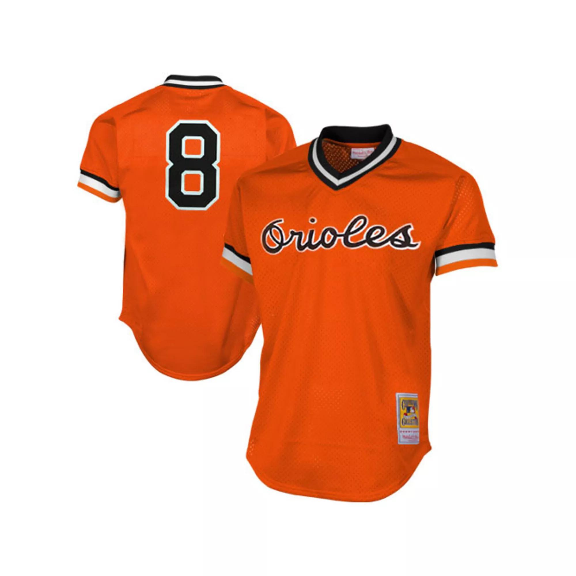 Men's Mitchell & Ness Cal Ripken Jr Orange Baltimore Orioles 1988 Authentic Cooperstown Collection Mesh Batting Practice Jersey,  Product Image