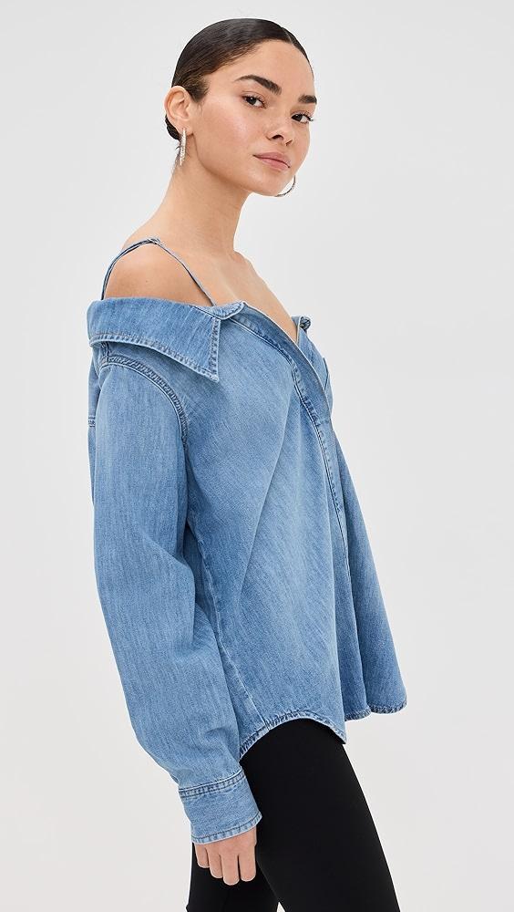 Good American Denim Off Shoulder Shirt | Shopbop Product Image