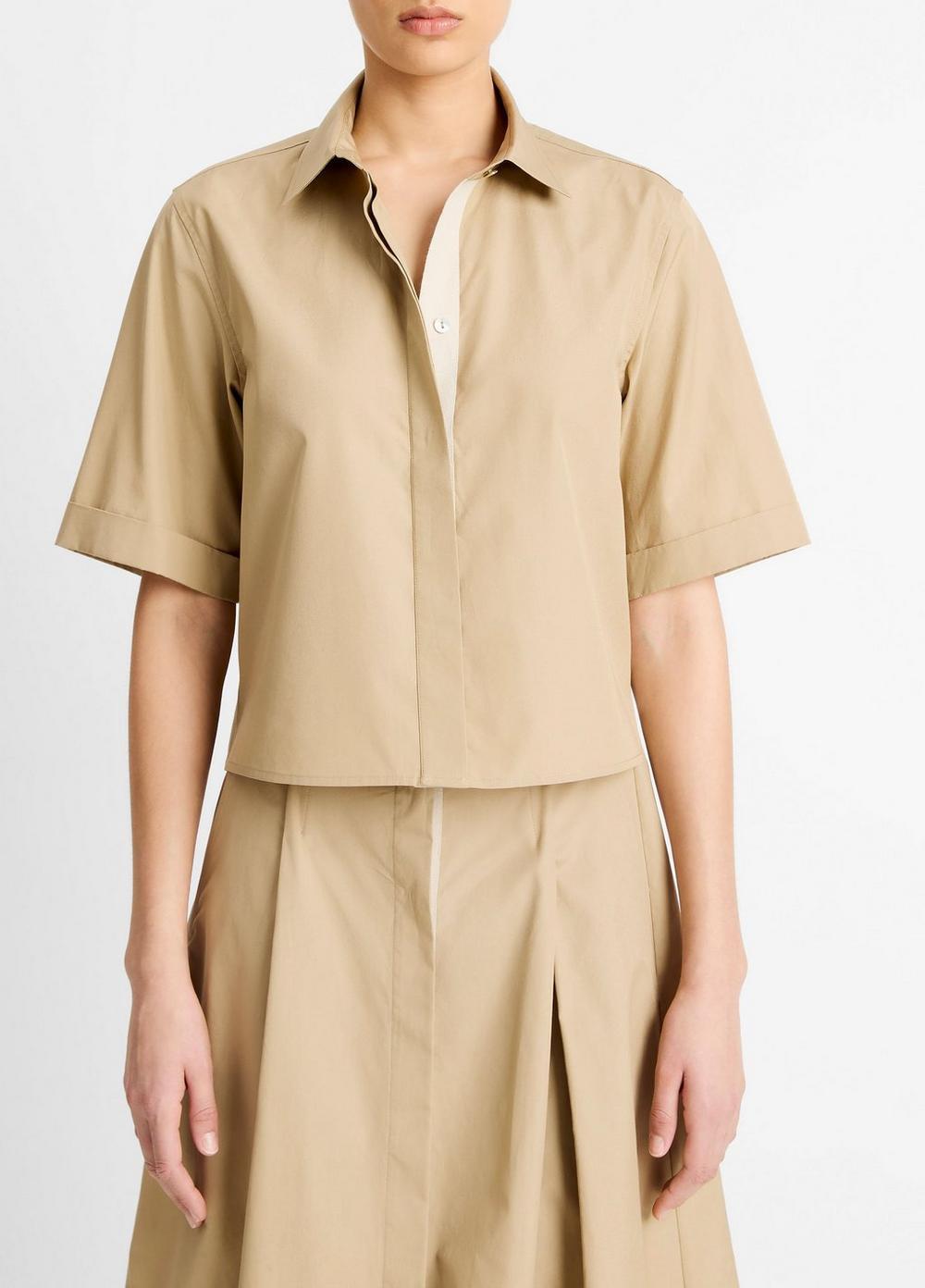 Canvas Tape Cotton Button-Front Shirt Product Image