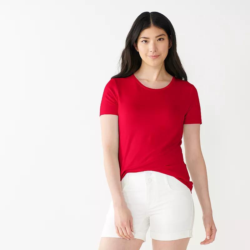 Petite Nine West Essential Crewneck Tee, Women's,  Product Image