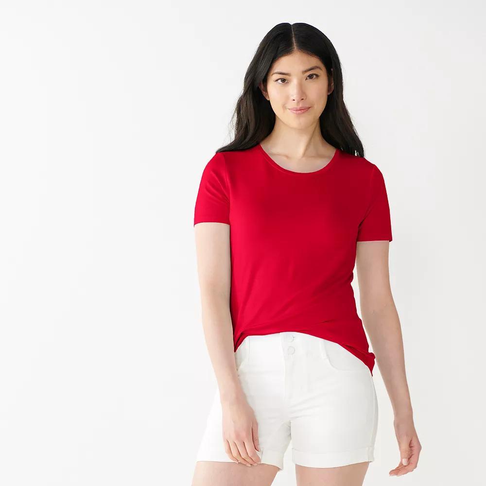 Petite Nine West Essential Crewneck Tee, Women's,  Product Image