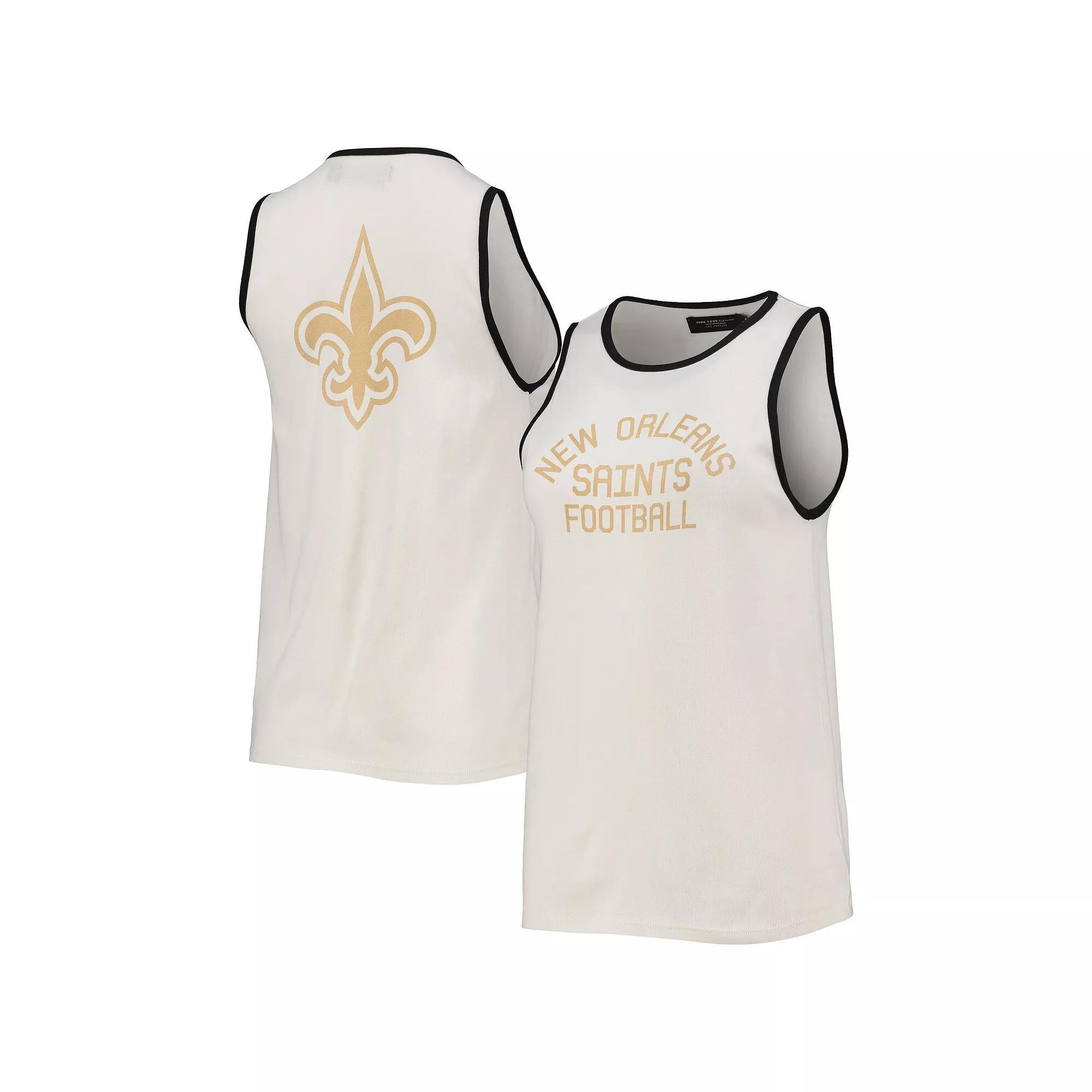 Women's Junk Food White/Black New Orleans Saints Throwback Pop Binding Scoop Neck Tank Top, Size: XL Product Image