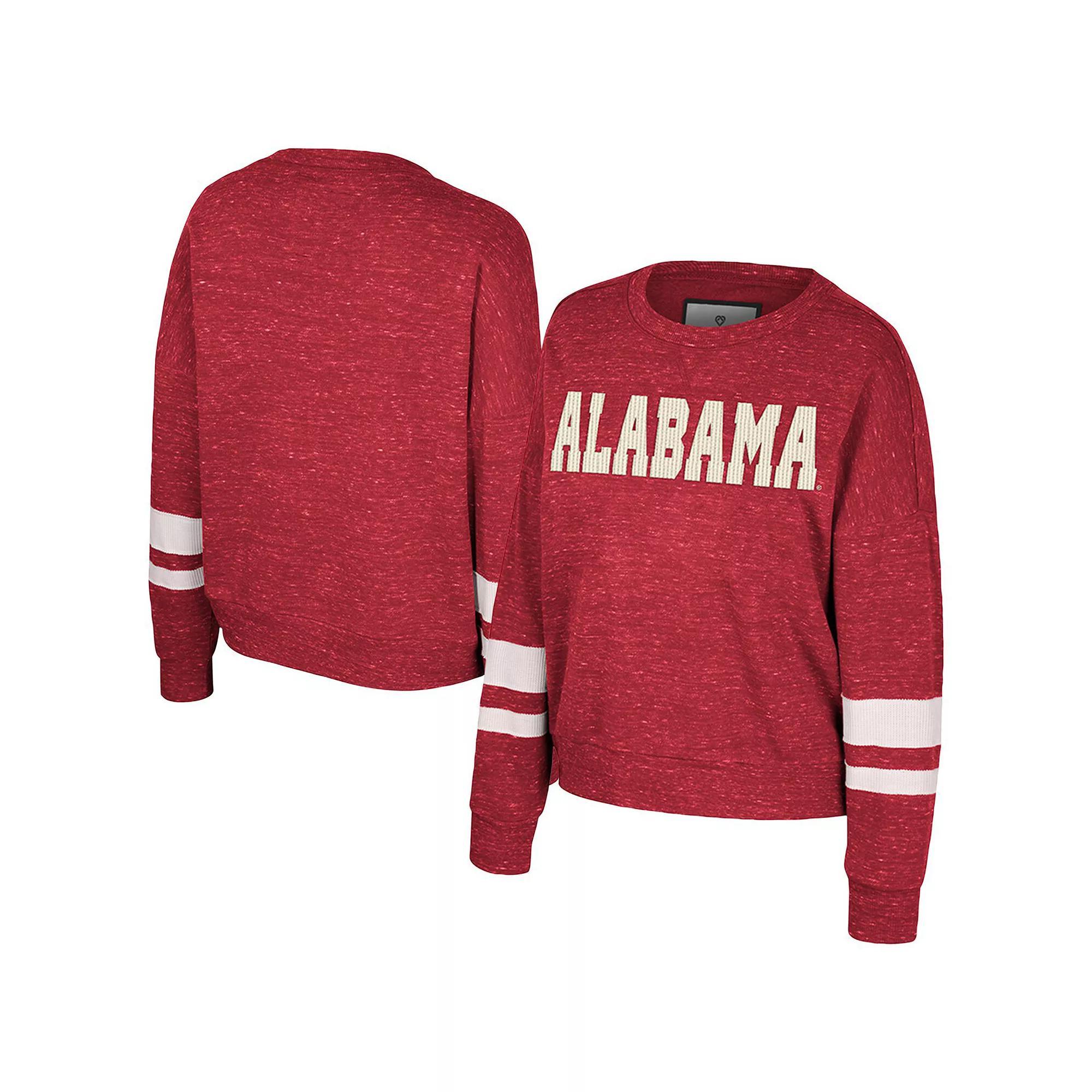 Women's Colosseum Crimson Alabama Crimson Tide Lost City Speckle Pullover Sweatshirt,  Product Image