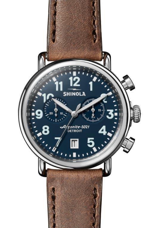 Mens 41mm Runwell 2-Eye Chrono Leather Watch Product Image