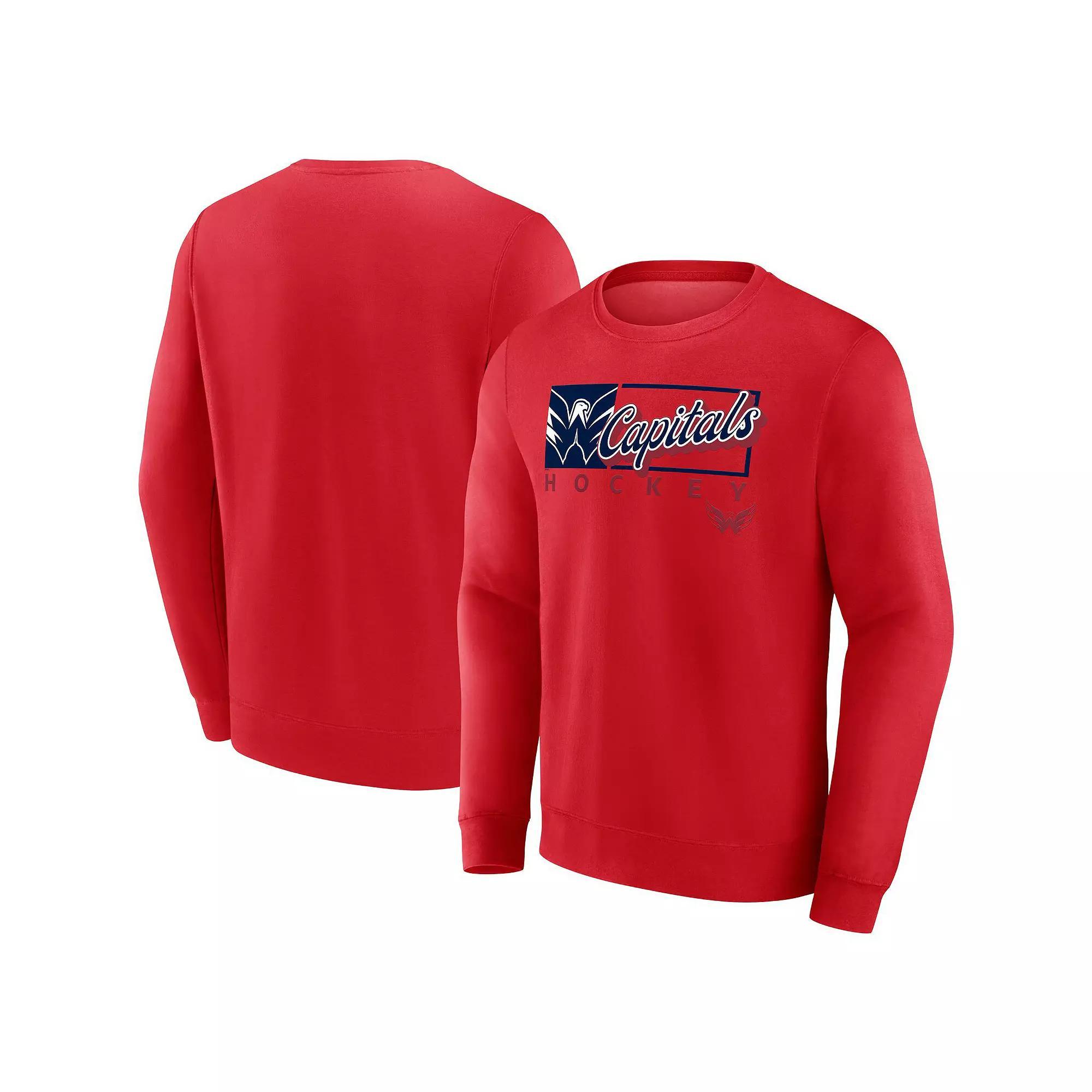 Men's Fanatics Red Washington Capitals Focus Fleece Pullover Sweatshirt, Size: 4XL Product Image