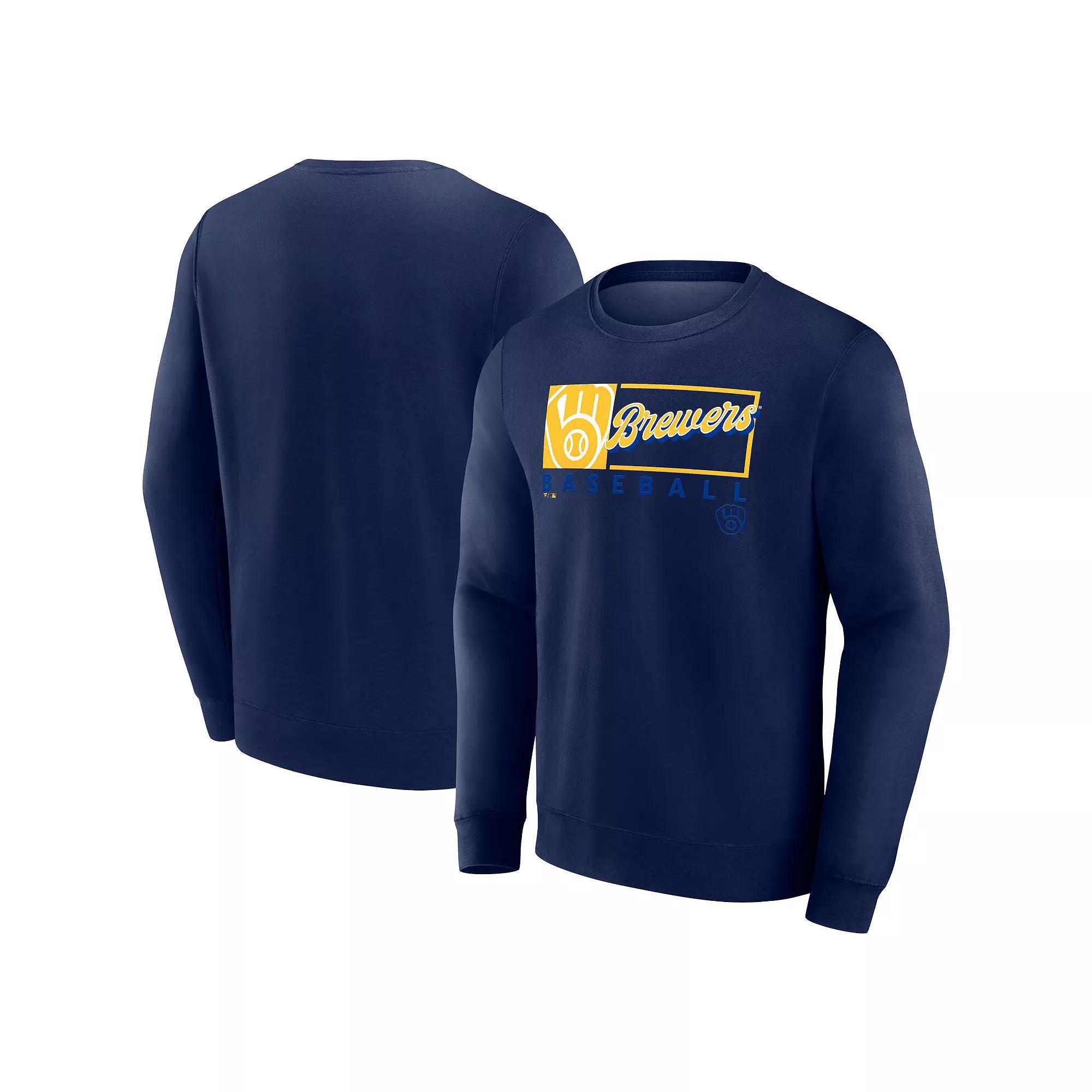 Men's Fanatics Navy Milwaukee Brewers Focus Fleece Pullover Sweatshirt, Size: 5XL, Blue Product Image