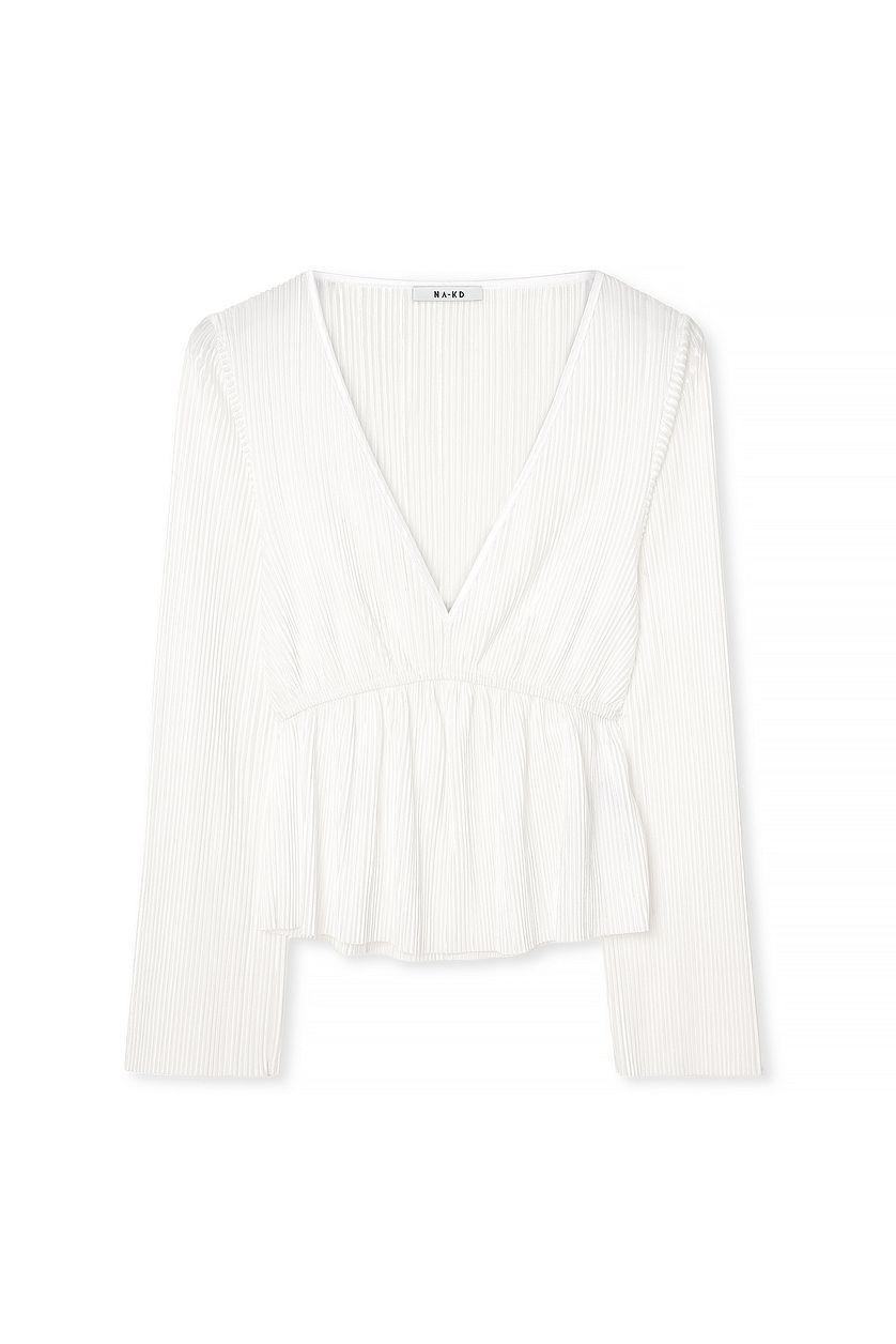 Pleated Long Sleeve Blouse Product Image
