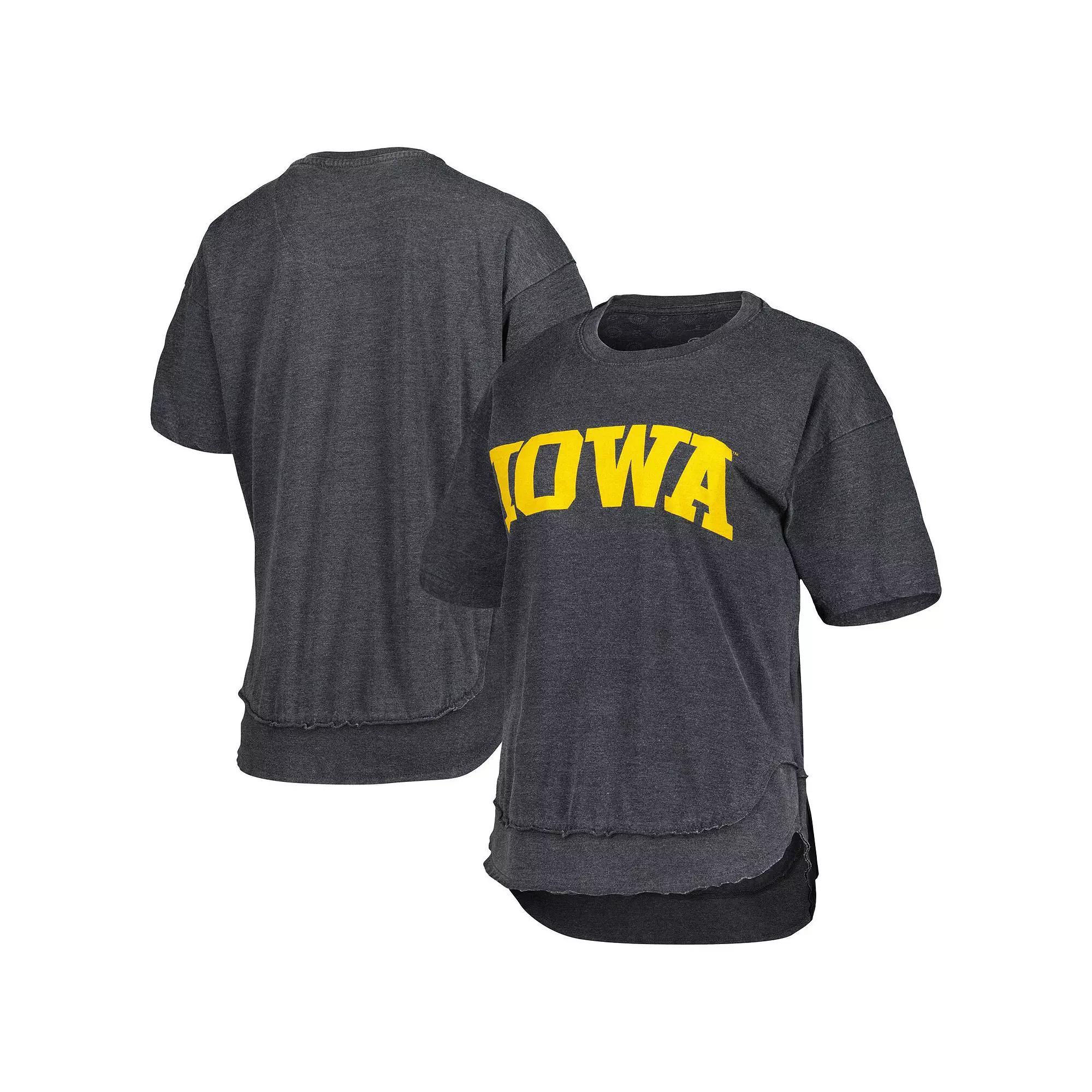 Women's Pressbox Black Iowa Hawkeyes Arch Poncho T-Shirt,  Product Image