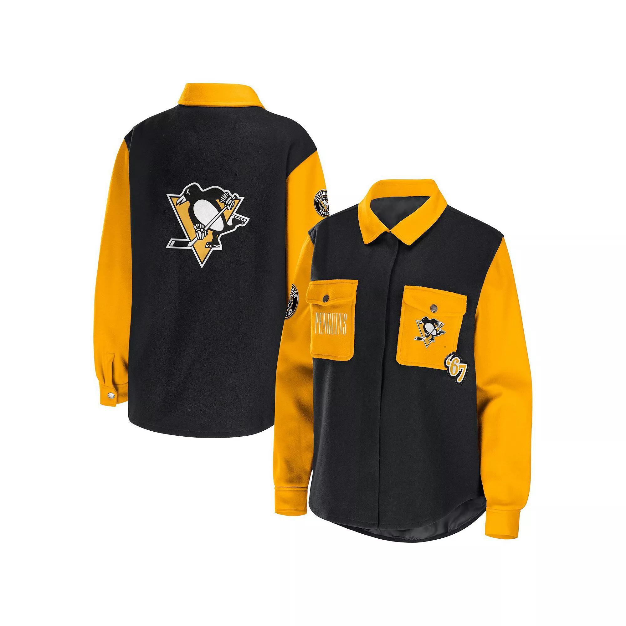 Women's WEAR by Erin Andrews Deep Sea Blue/Light Blue Seattle Kraken Colorblock Button-Up Shirt Jacket,  Product Image