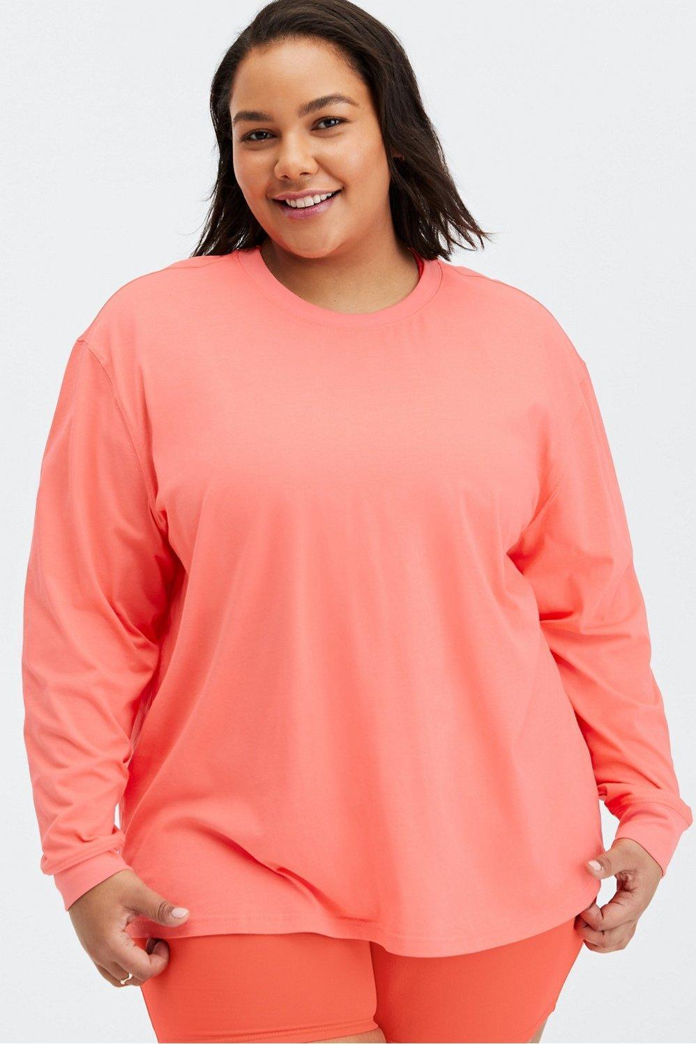 Fabletics Long Sleeve Boyfriend Tee Womens orange Size M Product Image