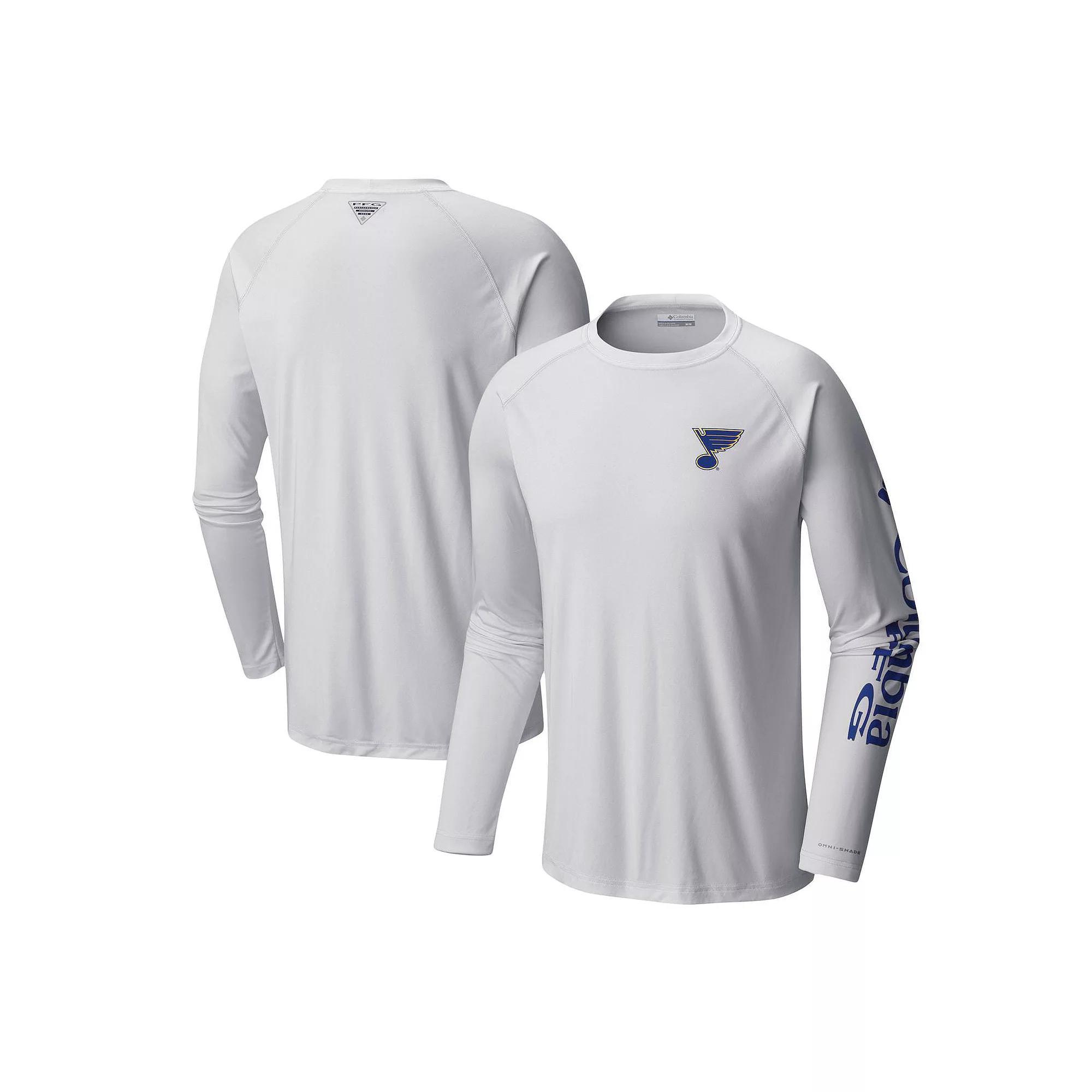 Men's Columbia White Pittsburgh Penguins Terminal Tackle Omni-Shade Raglan Long Sleeve T-Shirt,  Product Image