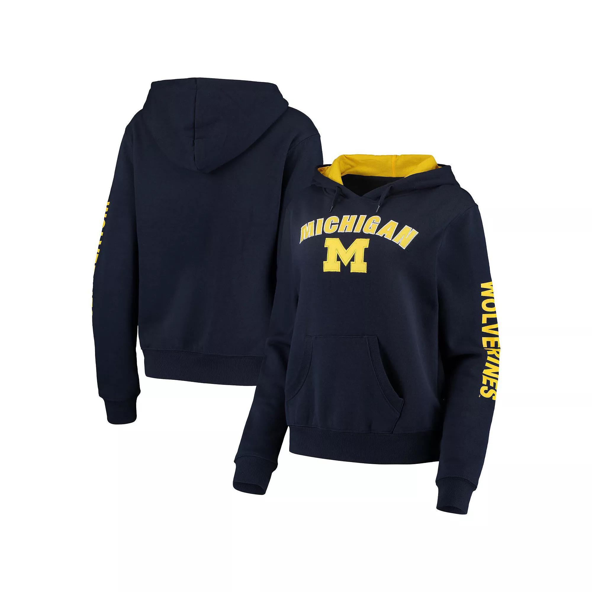 Women's Colosseum Navy Michigan Wolverines Loud and Proud Pullover Hoodie,  Product Image