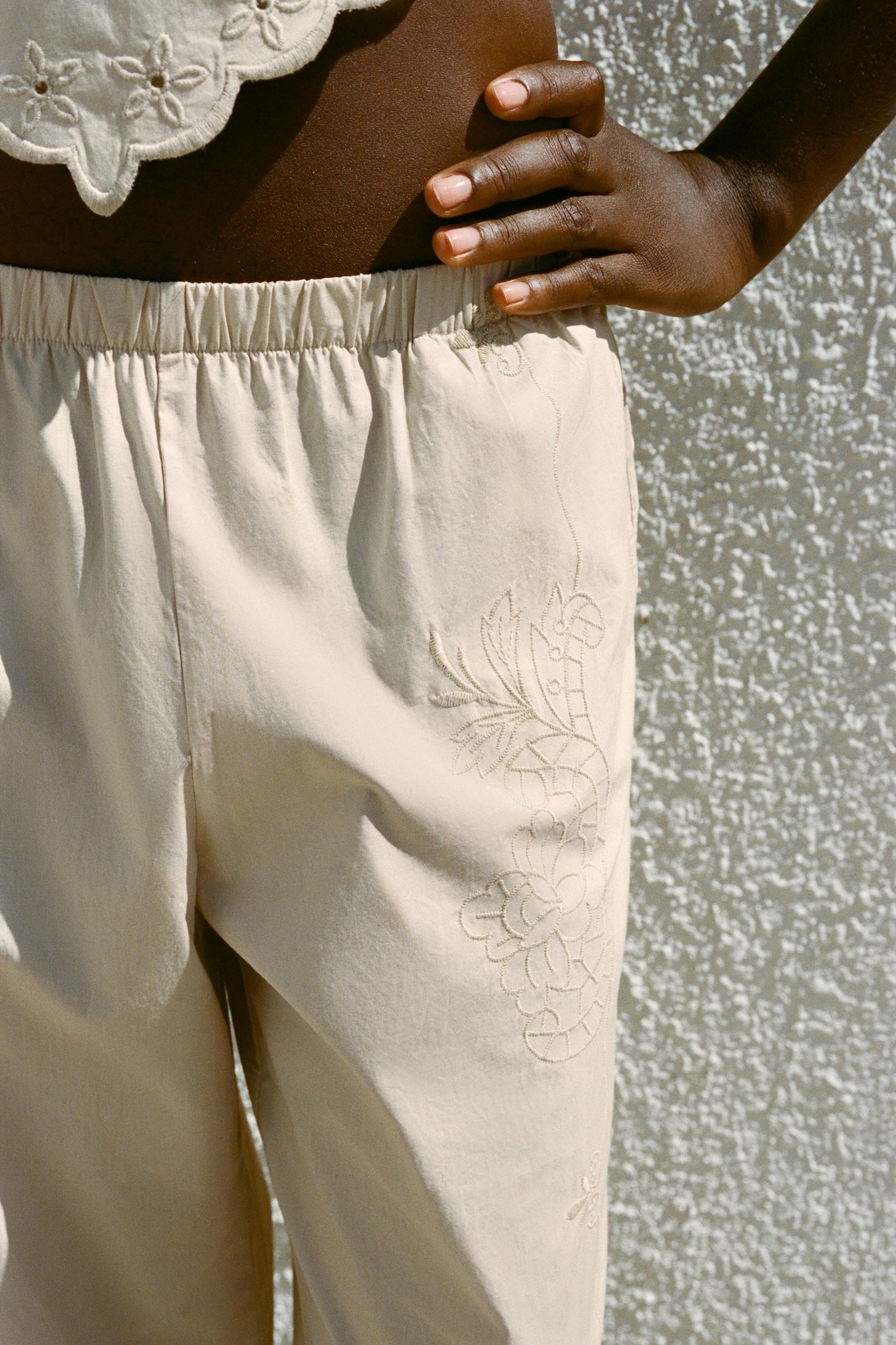 EMBROIDERED PAJAMA PANTS Product Image