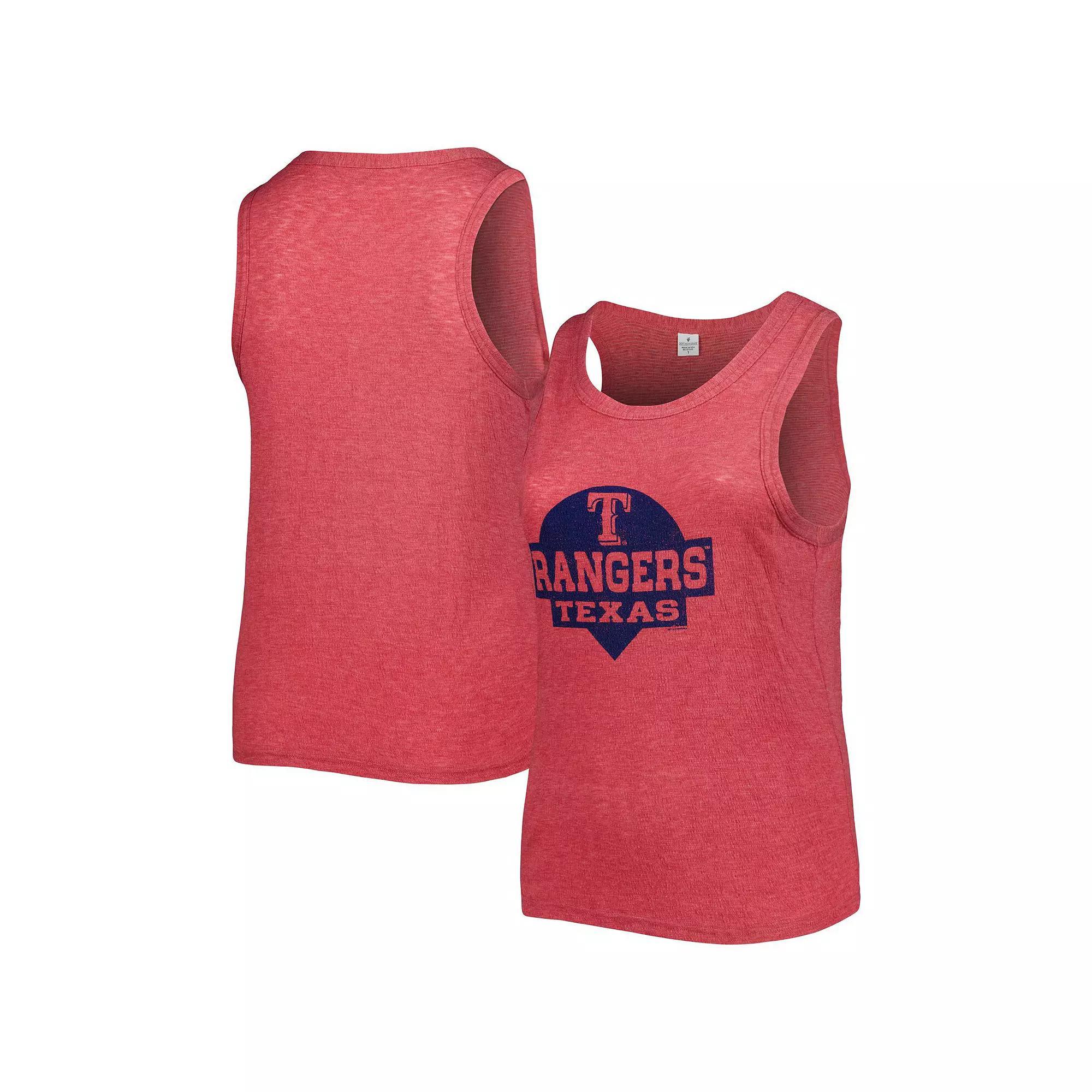 Womens Soft as a Grape Texas Rangers Plus Size High Neck Tri-Blend Tank Top Product Image