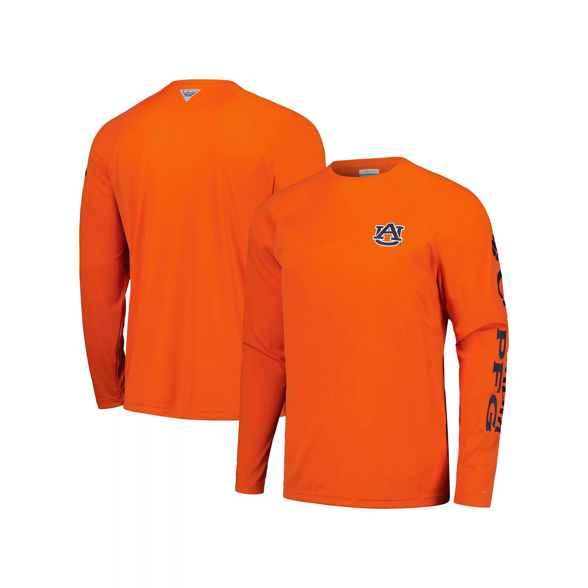 Men's Columbia Orange Auburn Tigers Terminal Tackle Omni-Shade Raglan Long Sleeve T-Shirt, Size: Large Product Image