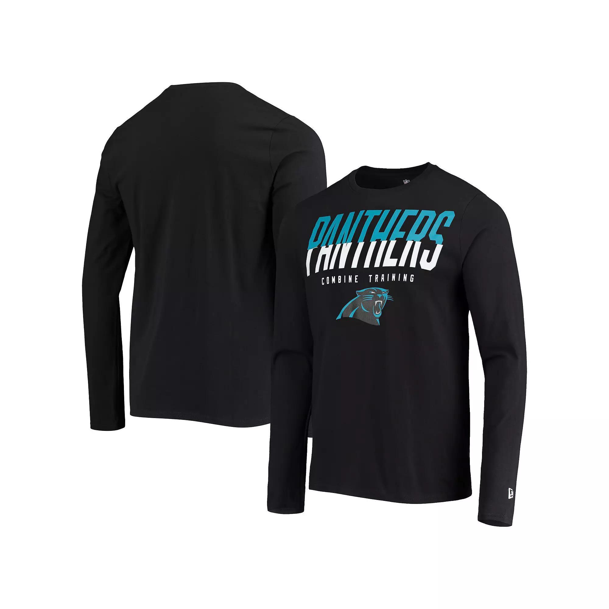 Men's New Era Black Carolina Panthers Combine Authentic Split Line Long Sleeve T-Shirt,  Product Image