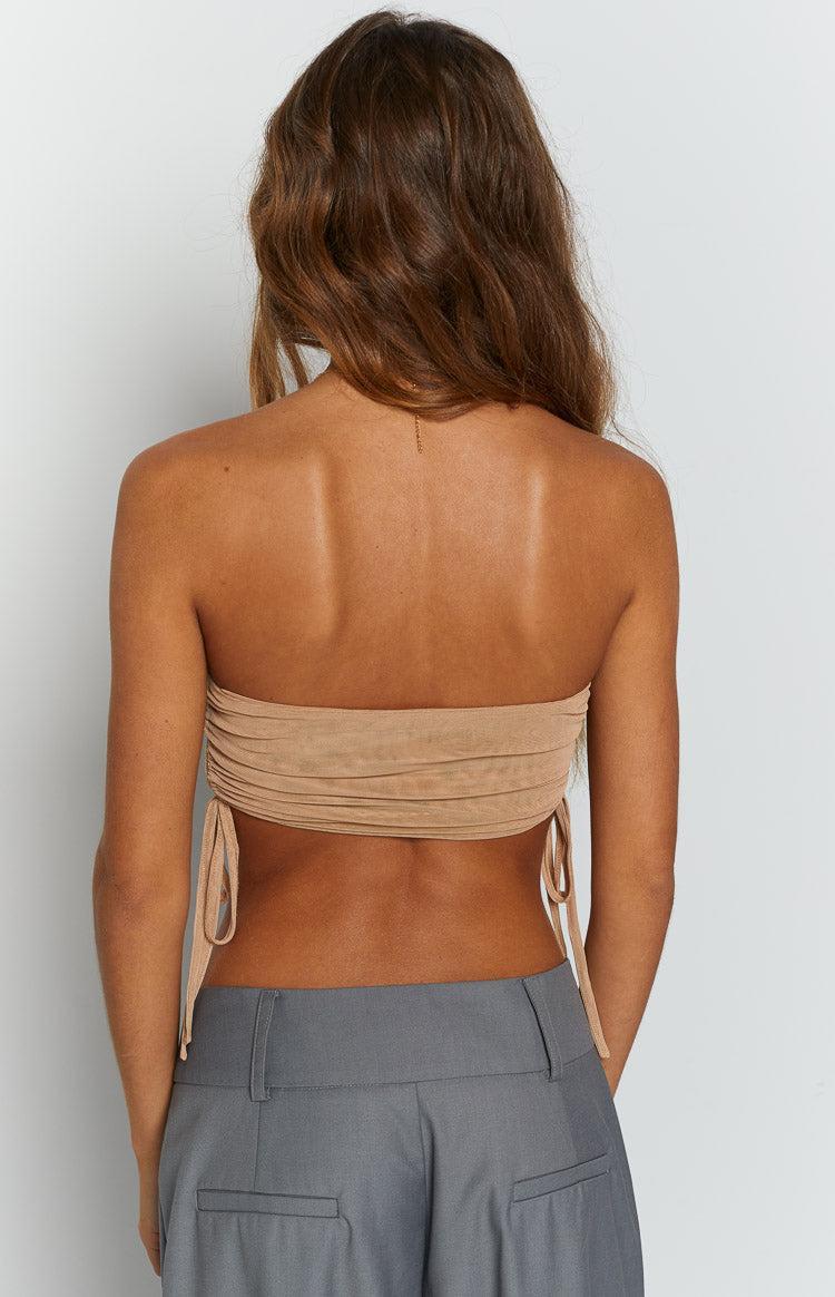Lexi Tan Mesh Strapless Top Product Image