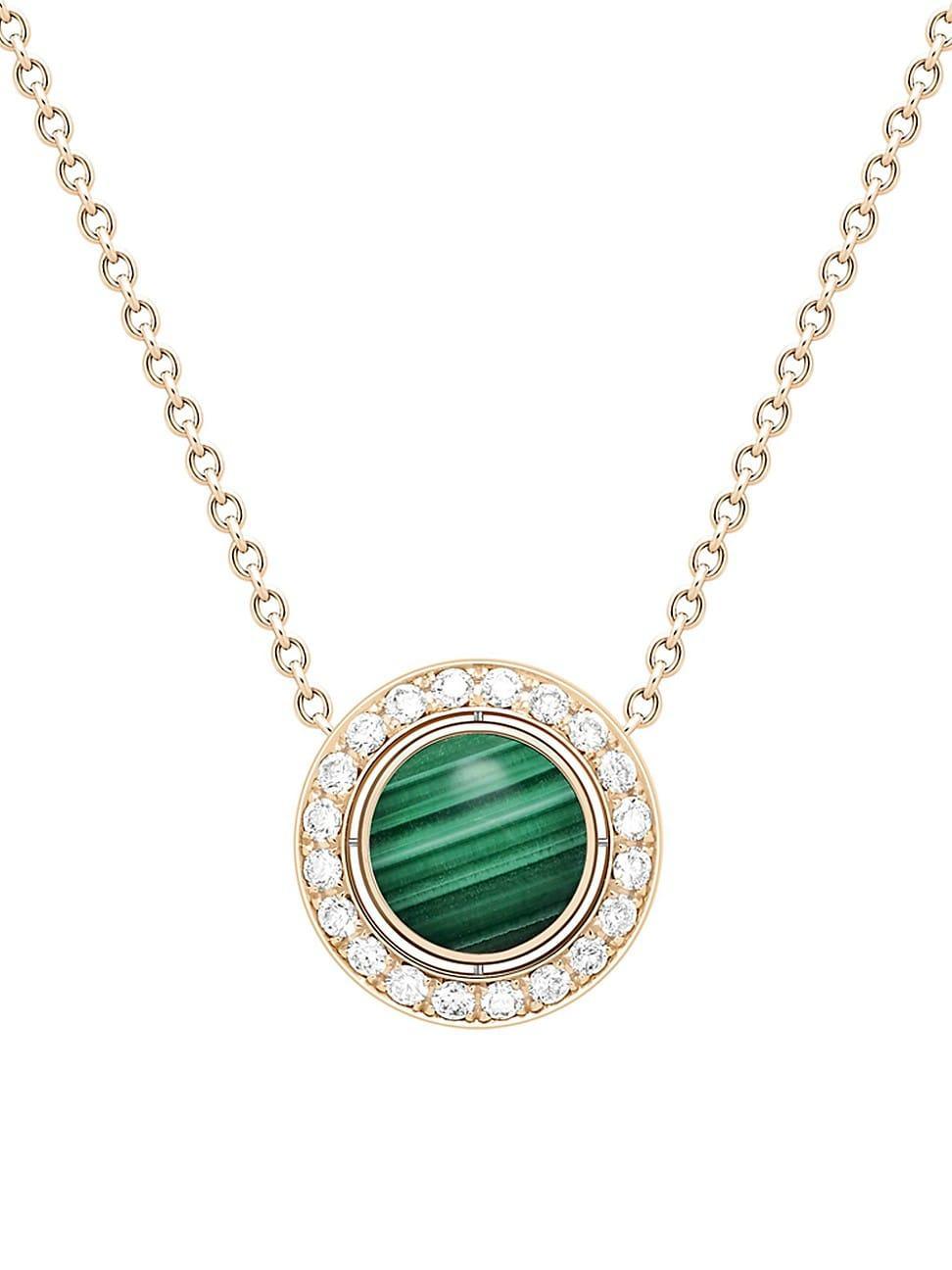 Womens Possession 18K Rose Gold, Malachite & Diamond Pendant Necklace Product Image