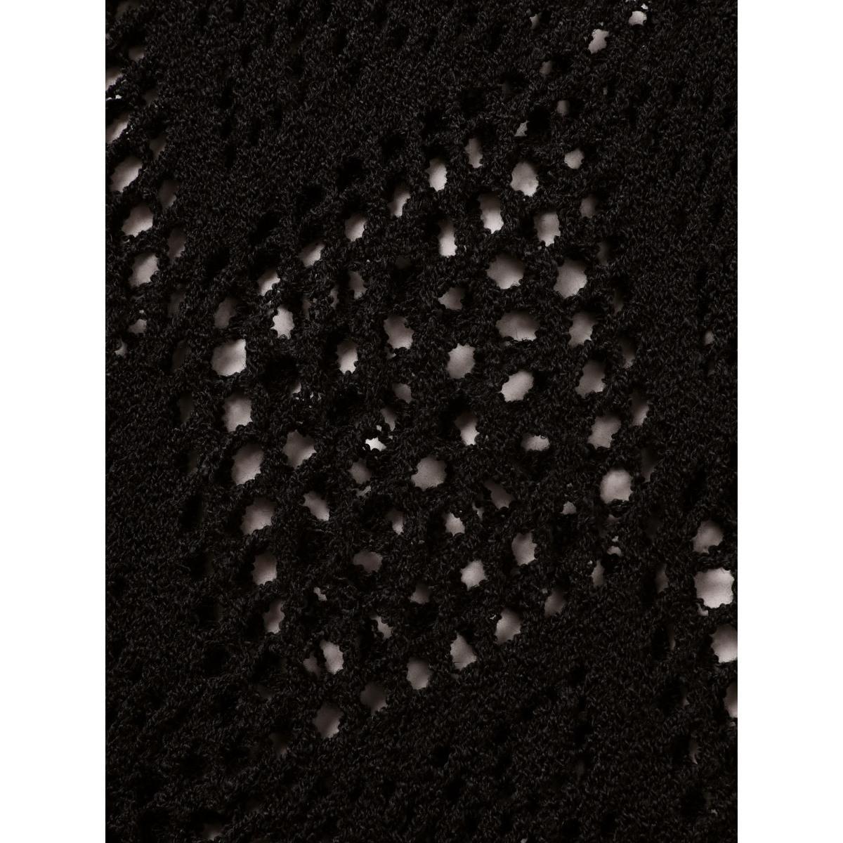 Plus Size Geometric Cut Out Drawstring Dolman Sleeve Swim Cover Up Women's Swimwear Black Beach Loose Texture Curve Swim Cover Ups BloomChic 14-16/1X Product Image