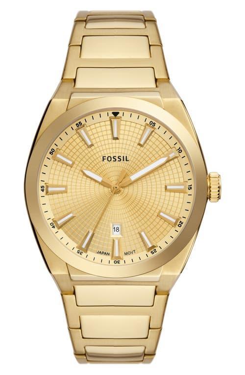 Fossil Mens Everett Three-Hand Date Gold-Tone Stainless Steel Watch Product Image