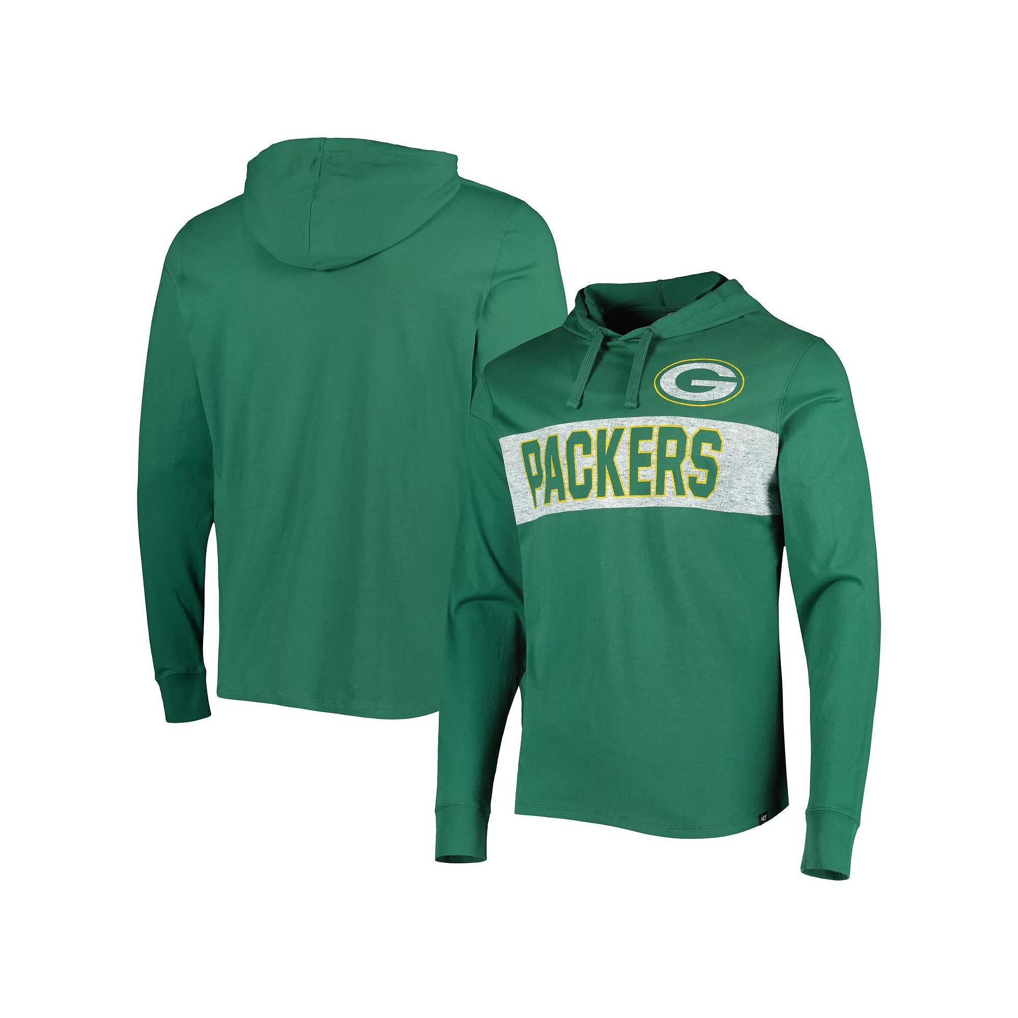 Men's '47 Green Green Bay Packers Field Franklin Hooded Long Sleeve T-Shirt,  Product Image