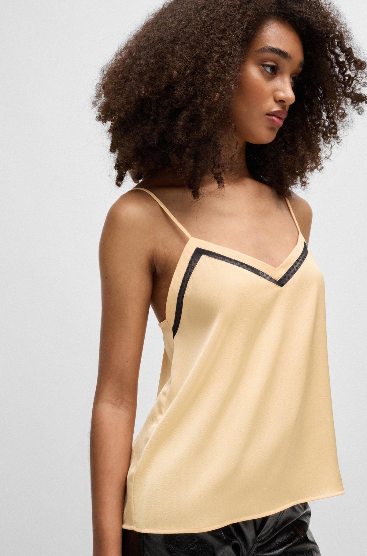 Hammered-satin camisole with lace insert Product Image