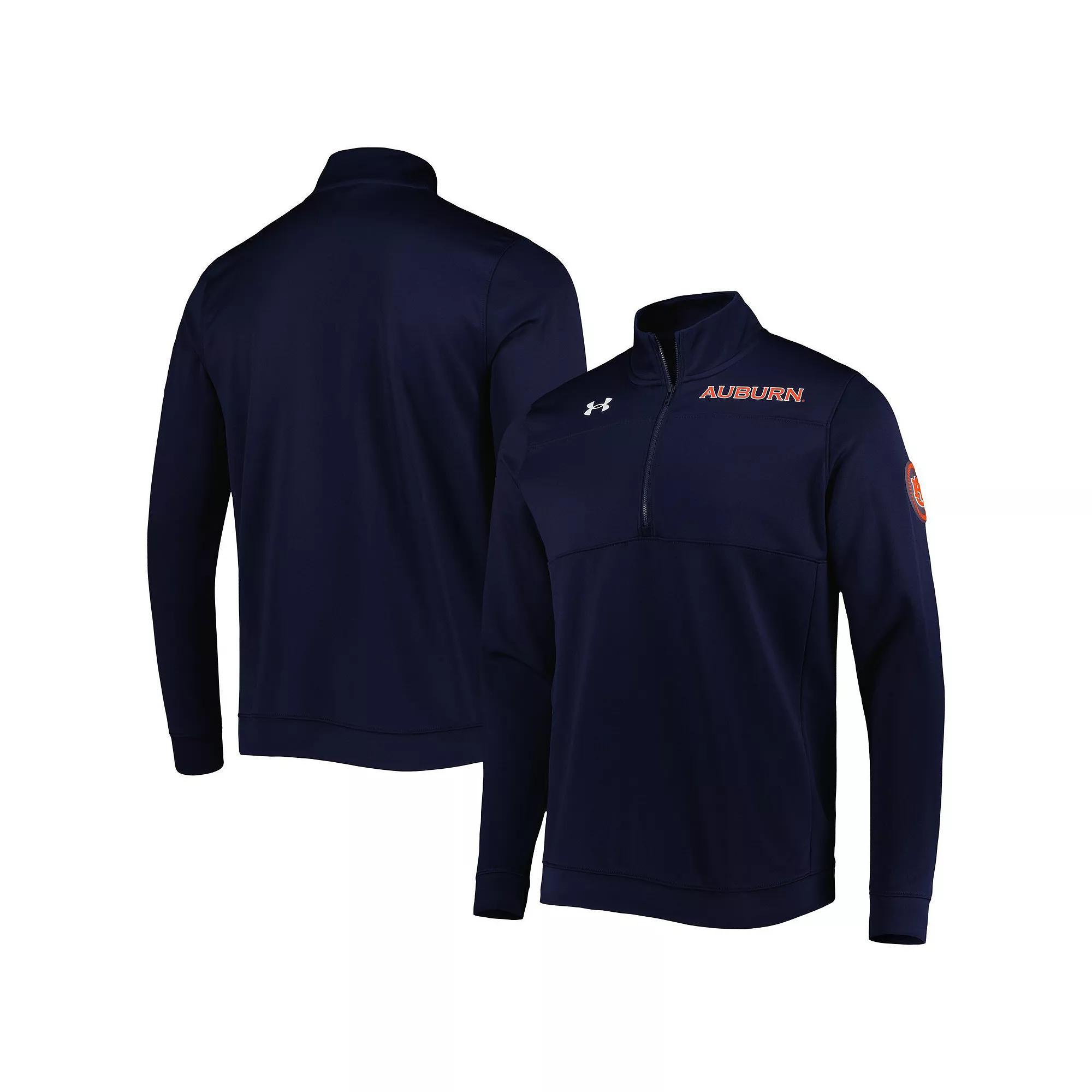 Men's Under Armour Navy Auburn Tigers Universal Mock Neck Half-Zip Jacket, Size: Small, Blue Product Image