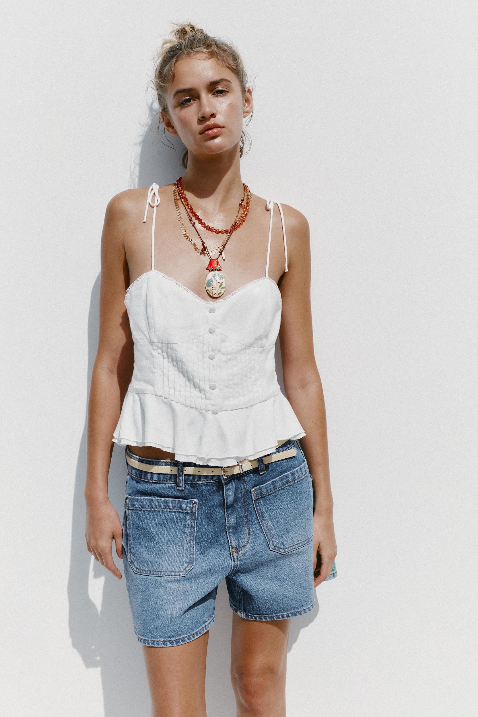 ROMANTIC PINTUCK LINEN TOP Product Image