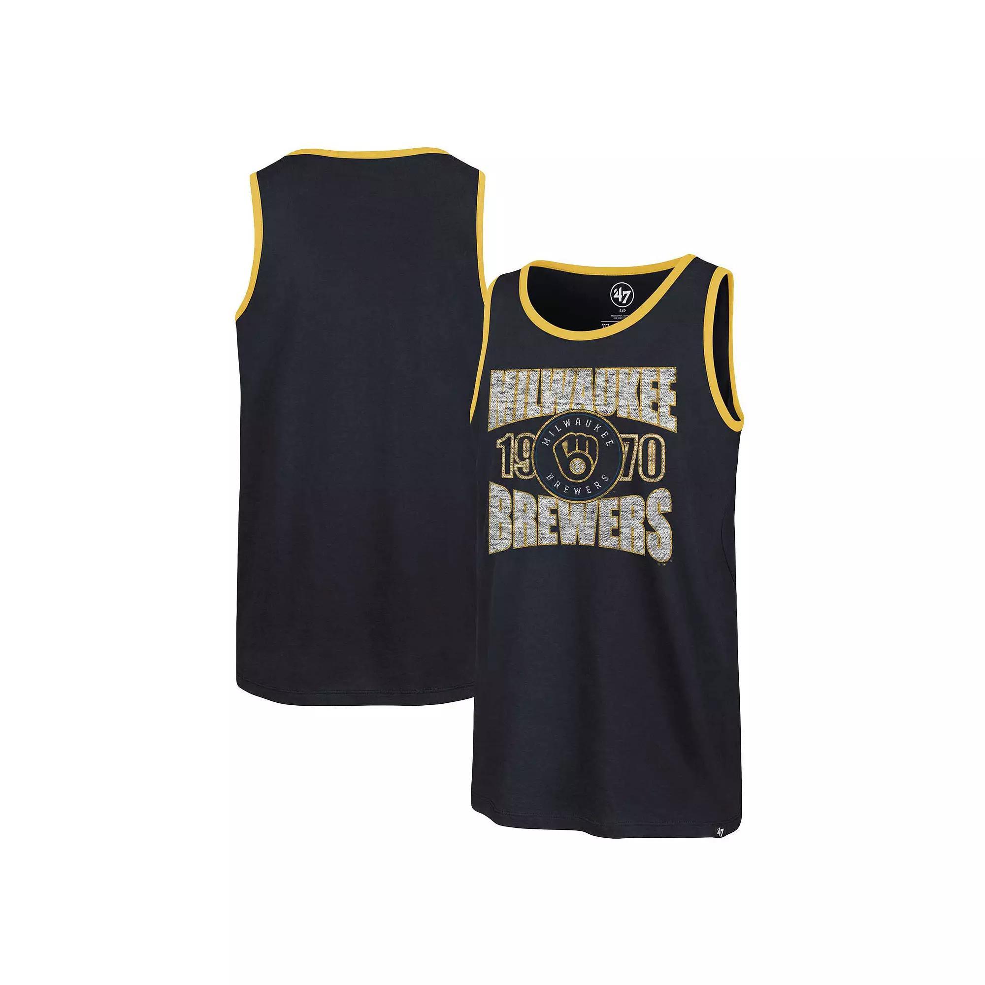 Men's '47 Navy Milwaukee Brewers Upload Franklin Tank Top,  Product Image