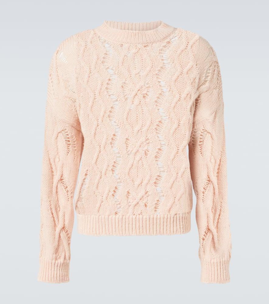 OUR LEGACY Cable Sonar Roundneck Wool Sweater In Pink Product Image