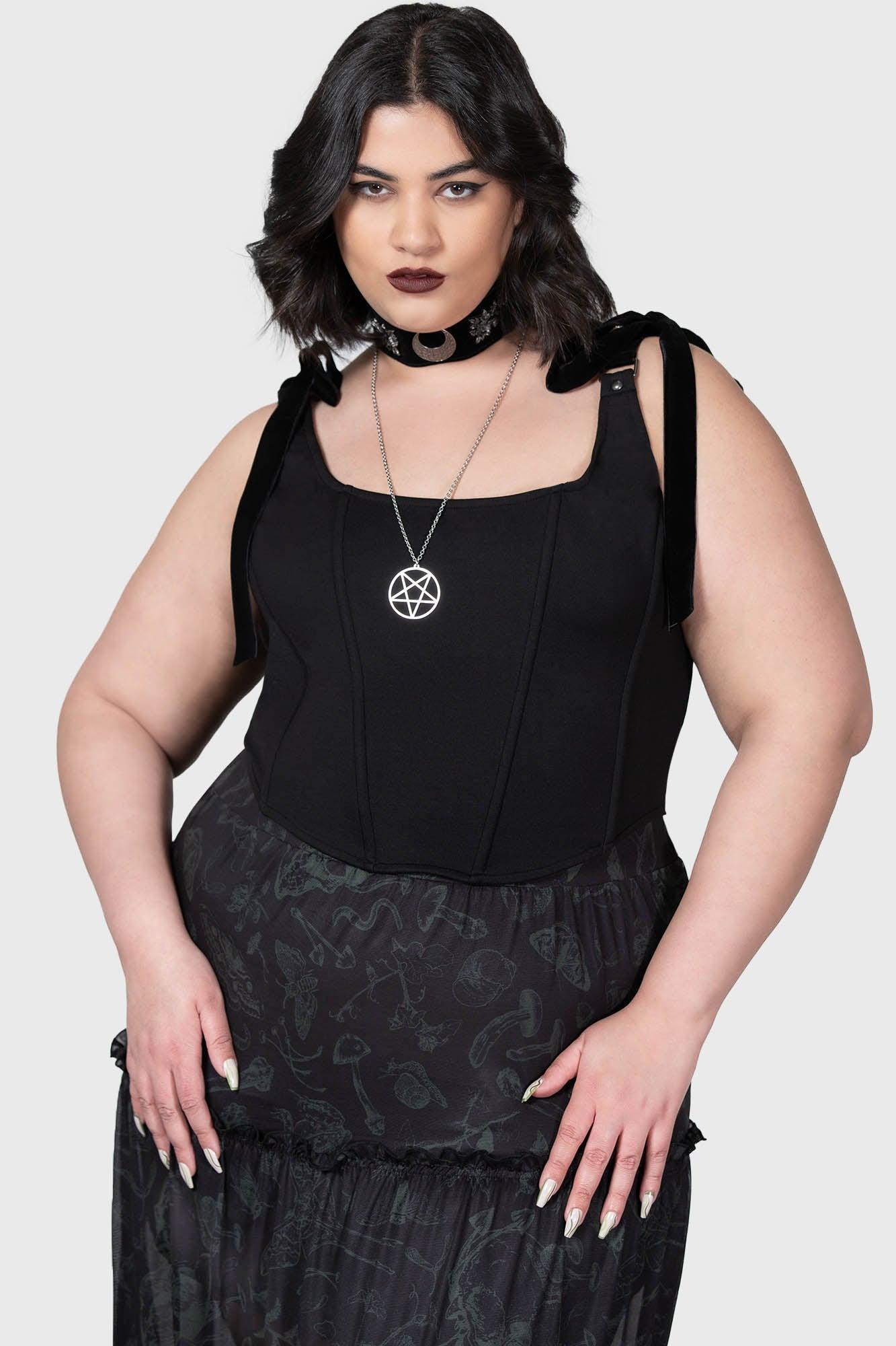 Flora Corset Top [PLUS] / Black / 63% Viscose 32% Polyamide Product Image