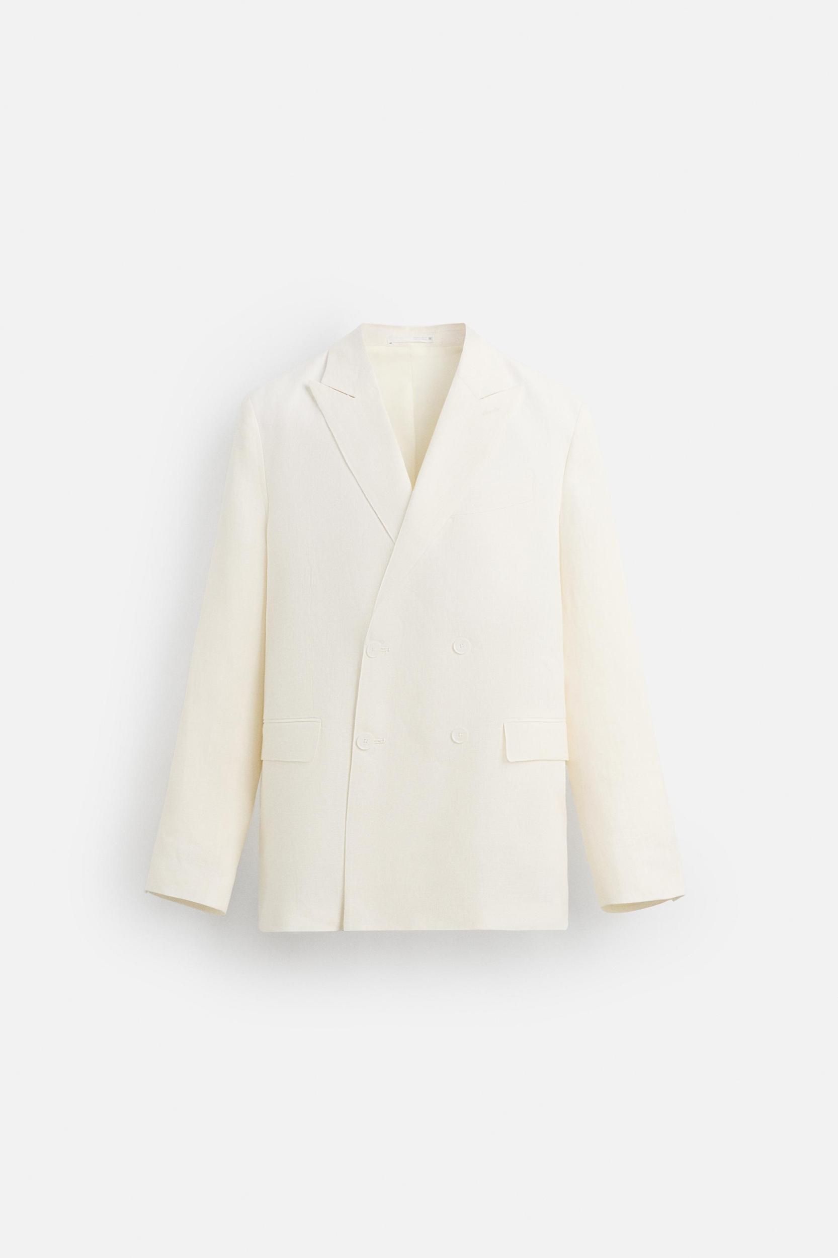 100% LINEN DOUBLE BREASTED BLAZER Product Image