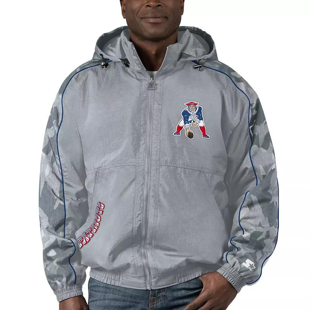 Men's Starter Gray New England Patriots Thursday Night Gridiron Throwback Full-Zip Jacket,  Product Image