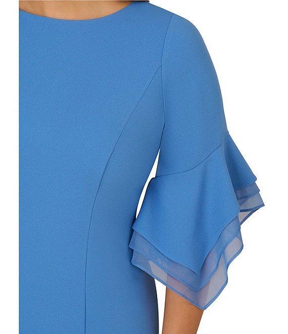 Adrianna Papell Plus Size Stretch Crepe 3/4 Bell Sleeve Sheath Dress Product Image