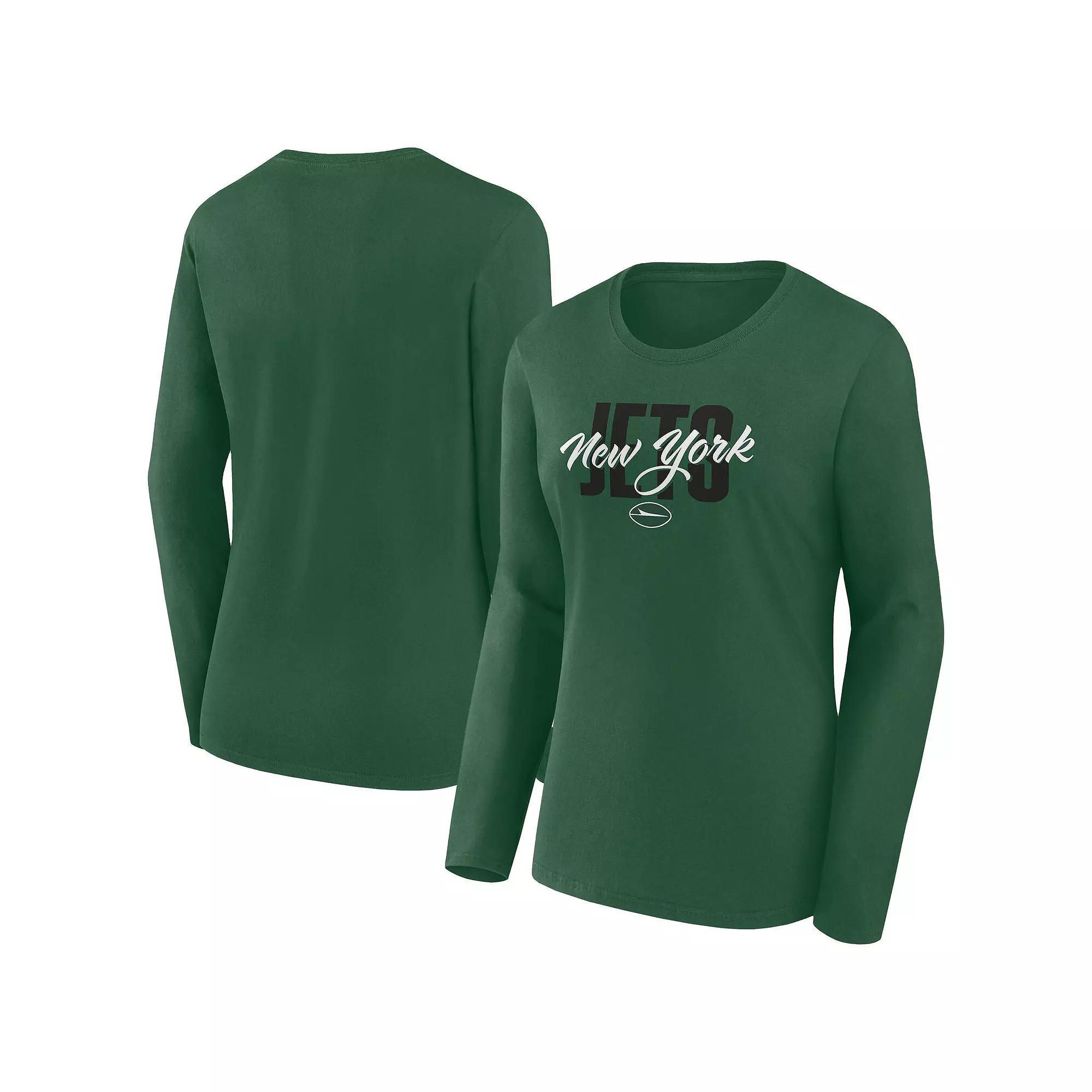 Women's Fanatics Green New York Jets Long Sleeve Scoop Neck T-Shirt,  Product Image