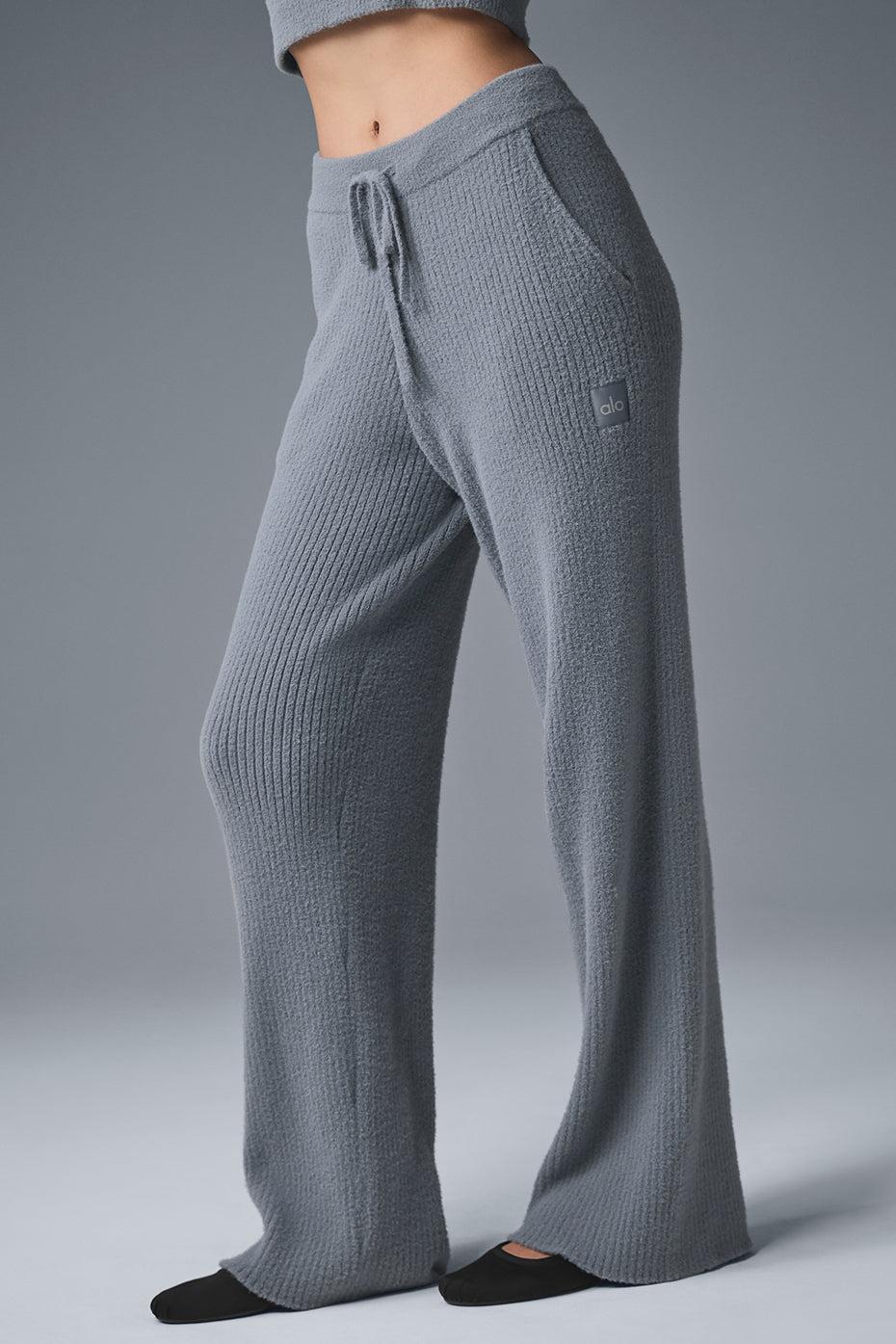 Snuggle Up Sweater High-Waist Wide Leg Pant - Steel Grey Product Image