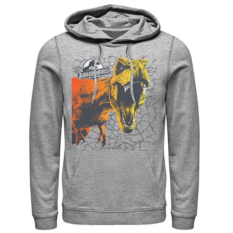 Men's Jurassic World Two T-Rex Color Pop Cracks Hoodie, Size: 3XL, Athletic Grey Product Image