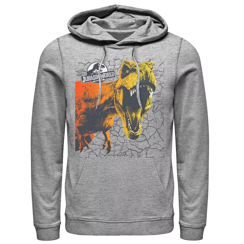 Men's Jurassic World Two T-Rex Color Pop Cracks Hoodie, Size: 3XL, Athletic Grey Product Image