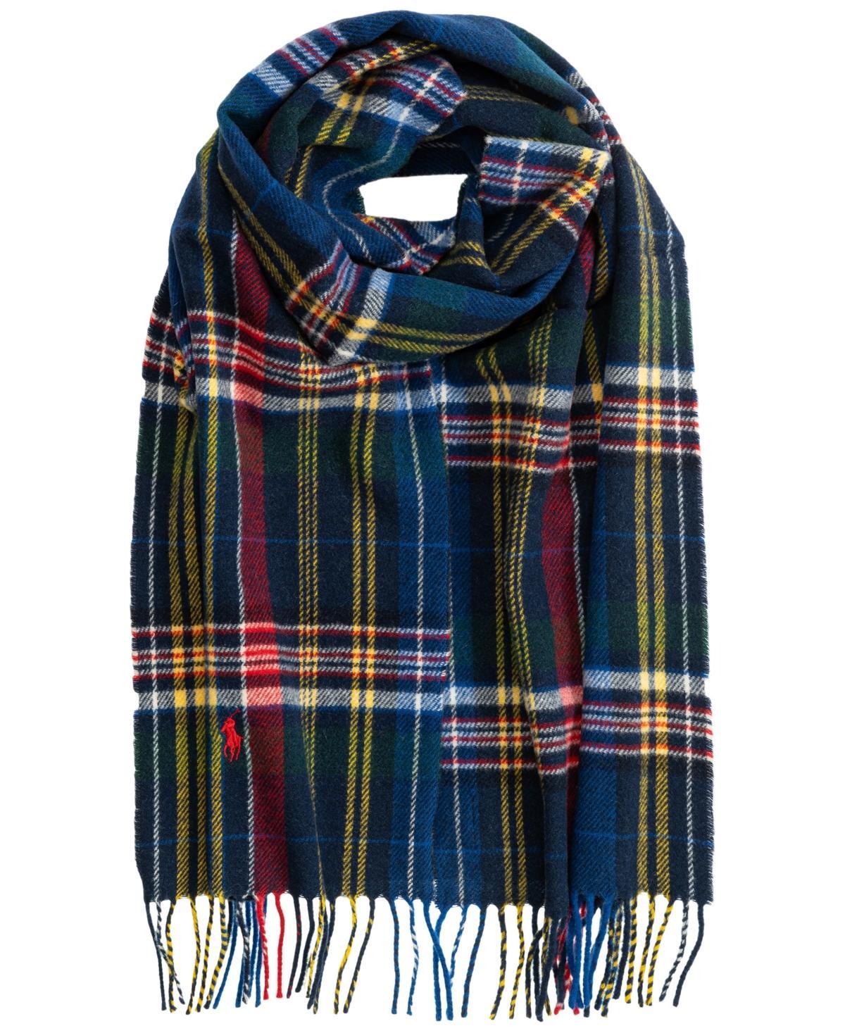 Polo Ralph Lauren Mens Woolen Plaid Scarf - Navy/red Product Image