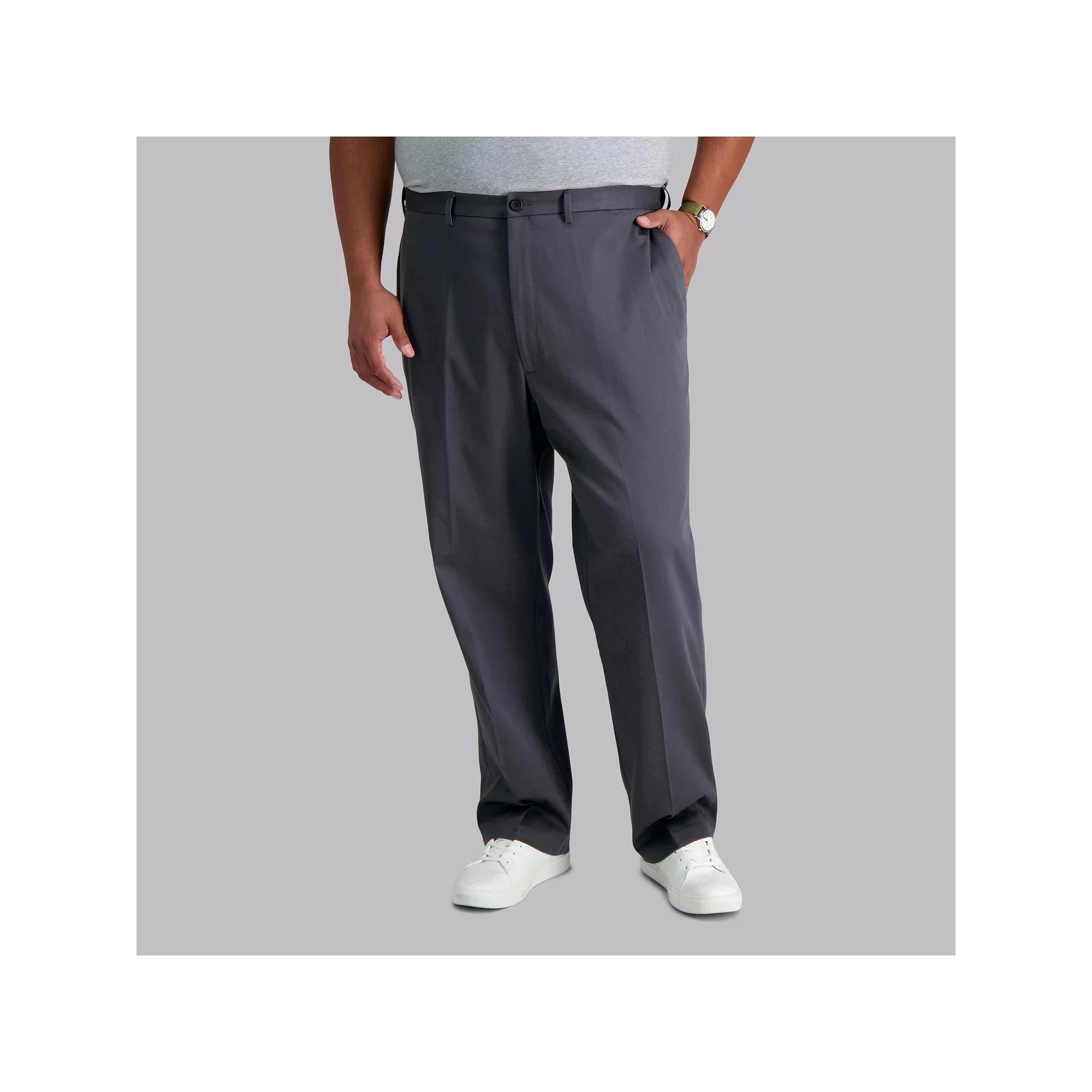 Big & Tall Haggar® Premium No-Iron Khaki Stretch Classic-Fit Flat-Front Expandable Waist Pants, Men's,  Product Image