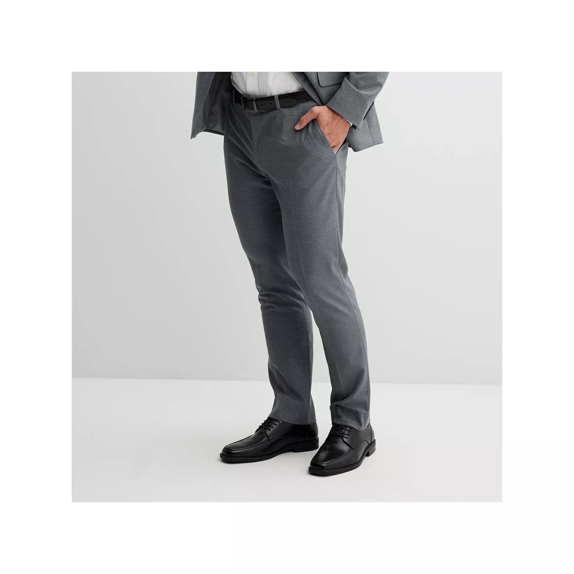 Men's Apt. 9® Premier Flex Performance Slim-Fit Washable Suit Pants, Size: 36X30, Gray Plaid Product Image