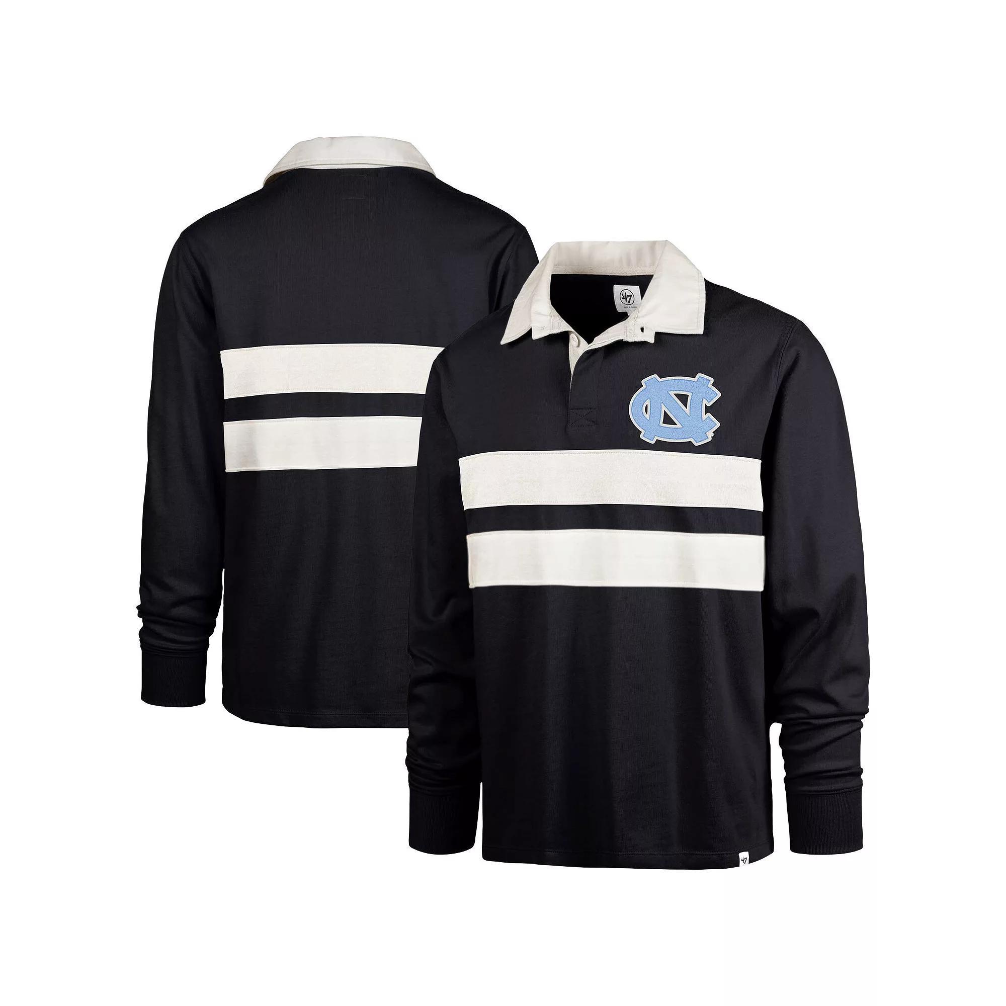 Men's '47 Navy North Carolina Tar Heels Clubhouse Knox Thames Long Sleeve Rugby Polo, Size: Medium, Blue Product Image