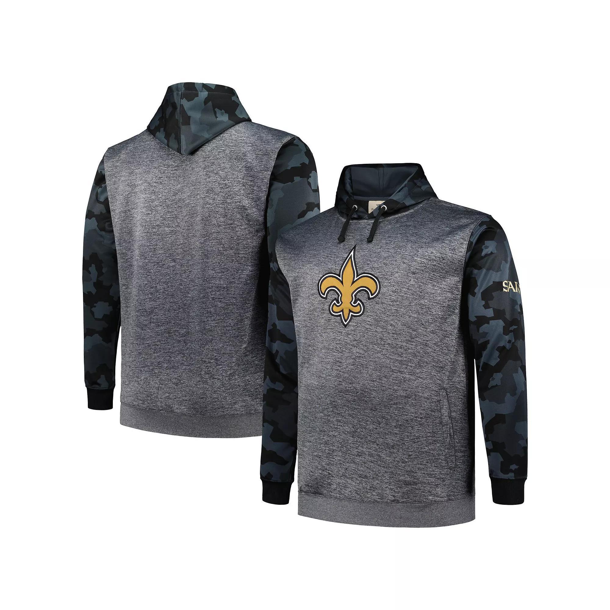 Men's Fanatics Branded Heather Charcoal New Orleans Saints Big & Tall Camo Pullover Hoodie,  Product Image