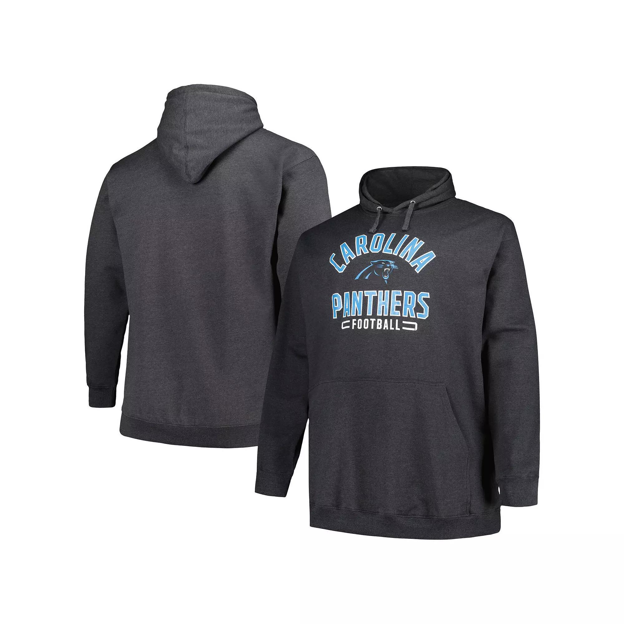 Men's Fanatics Branded Heather Charcoal Carolina Panthers Big & Tall Pullover Hoodie,  Product Image