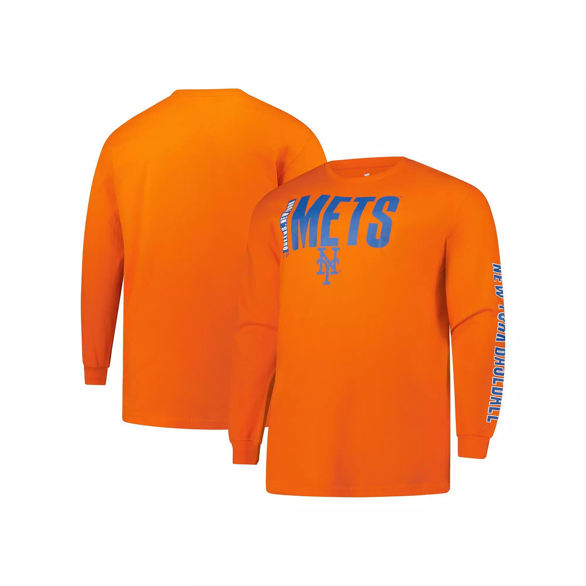 Men's Profile Orange New York Mets Big & Tall Two-Hit Long Sleeve T-Shirt, Size: 2XLT Product Image