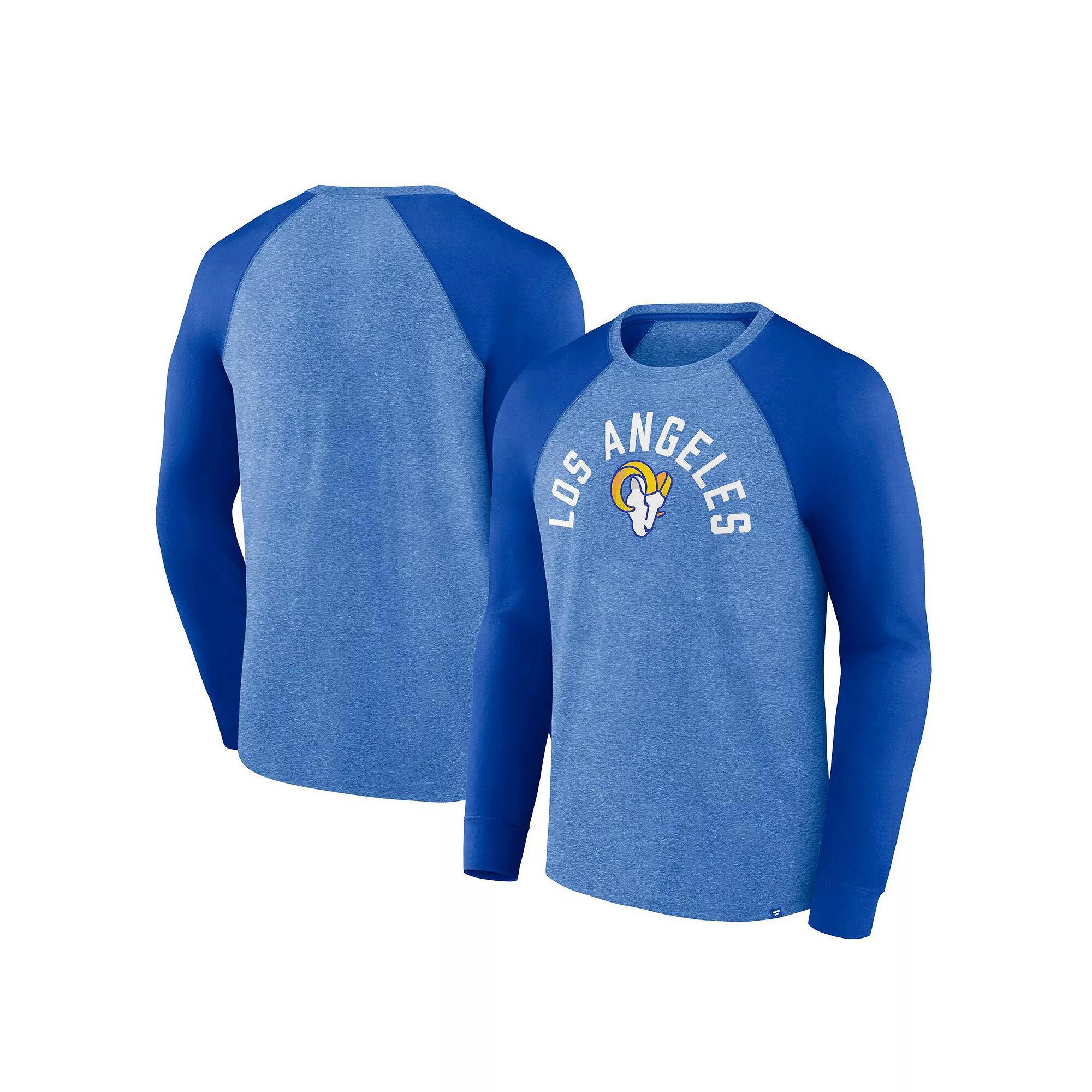Men's Fanatics Heather Royal Los Angeles Rams Arc Away Tri-Blend Raglan Long Sleeve T-Shirt,  Product Image