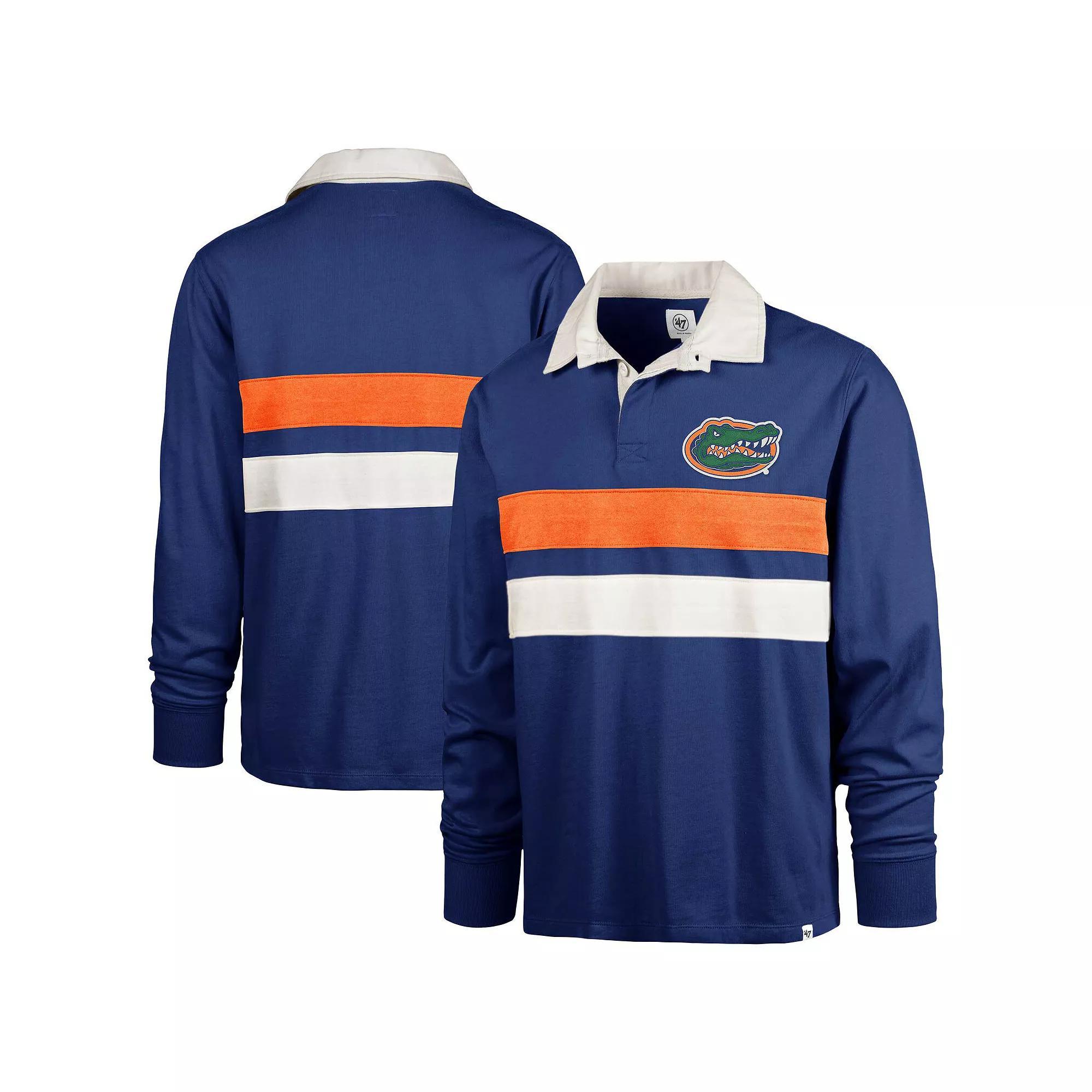 Men's '47 Royal Florida Gators Clubhouse Knox Thames Long Sleeve Rugby Polo,  Product Image