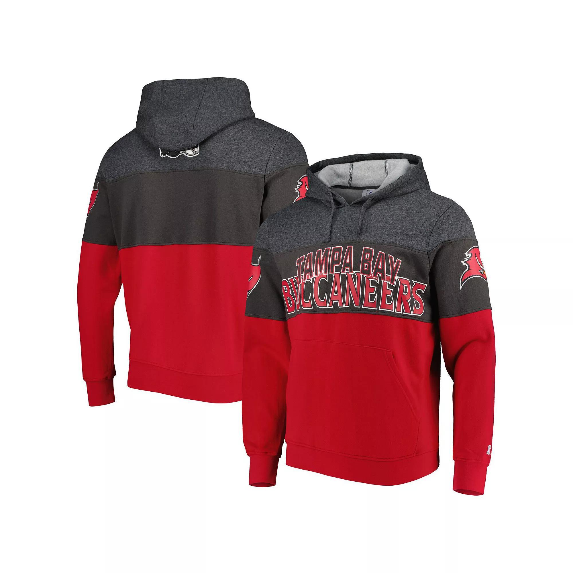 Men's Starter Heather Charcoal/Red Tampa Bay Buccaneers Extreme Pullover Hoodie, Size: Large Product Image